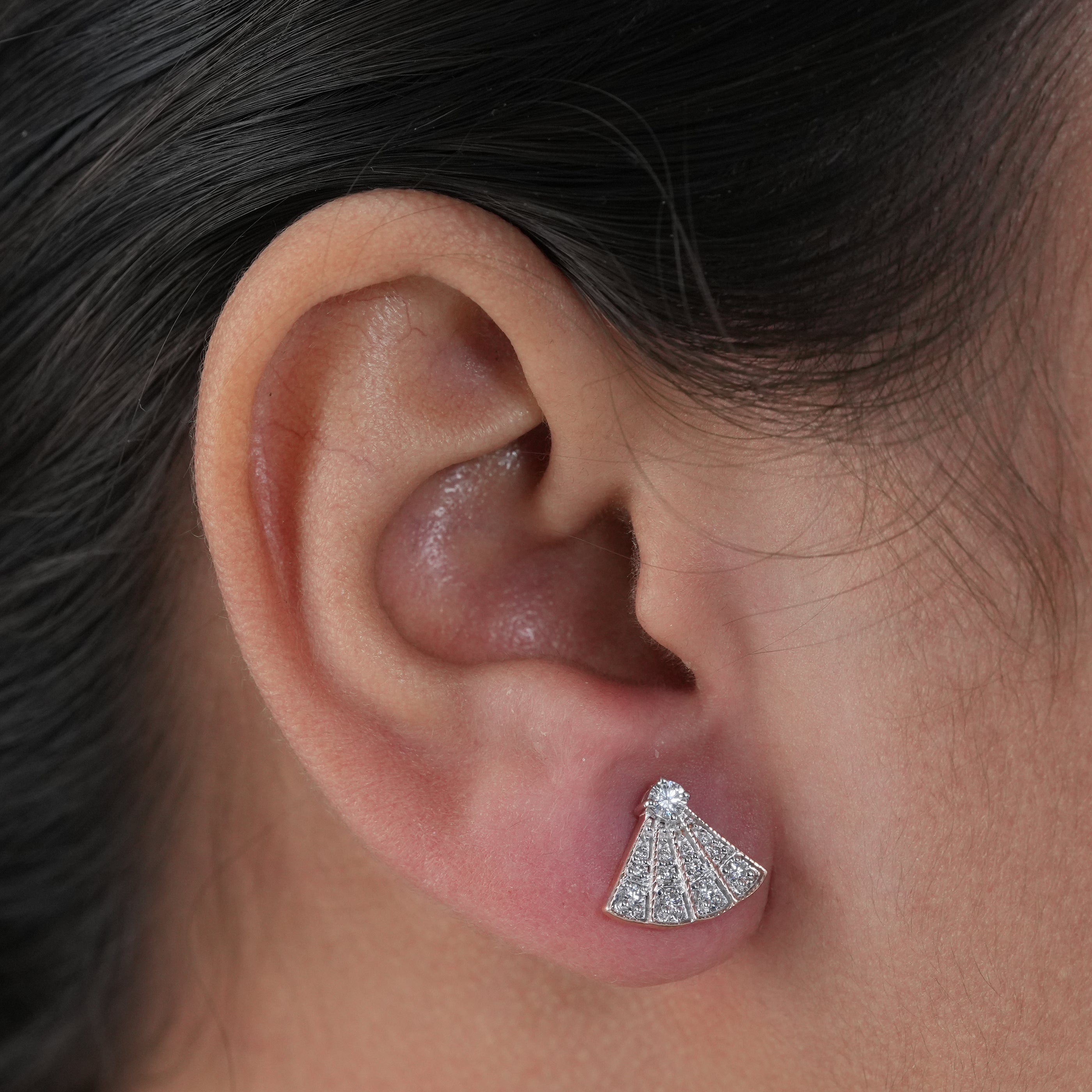 Vintage Fan Design Lab Diamond Stud Earrings