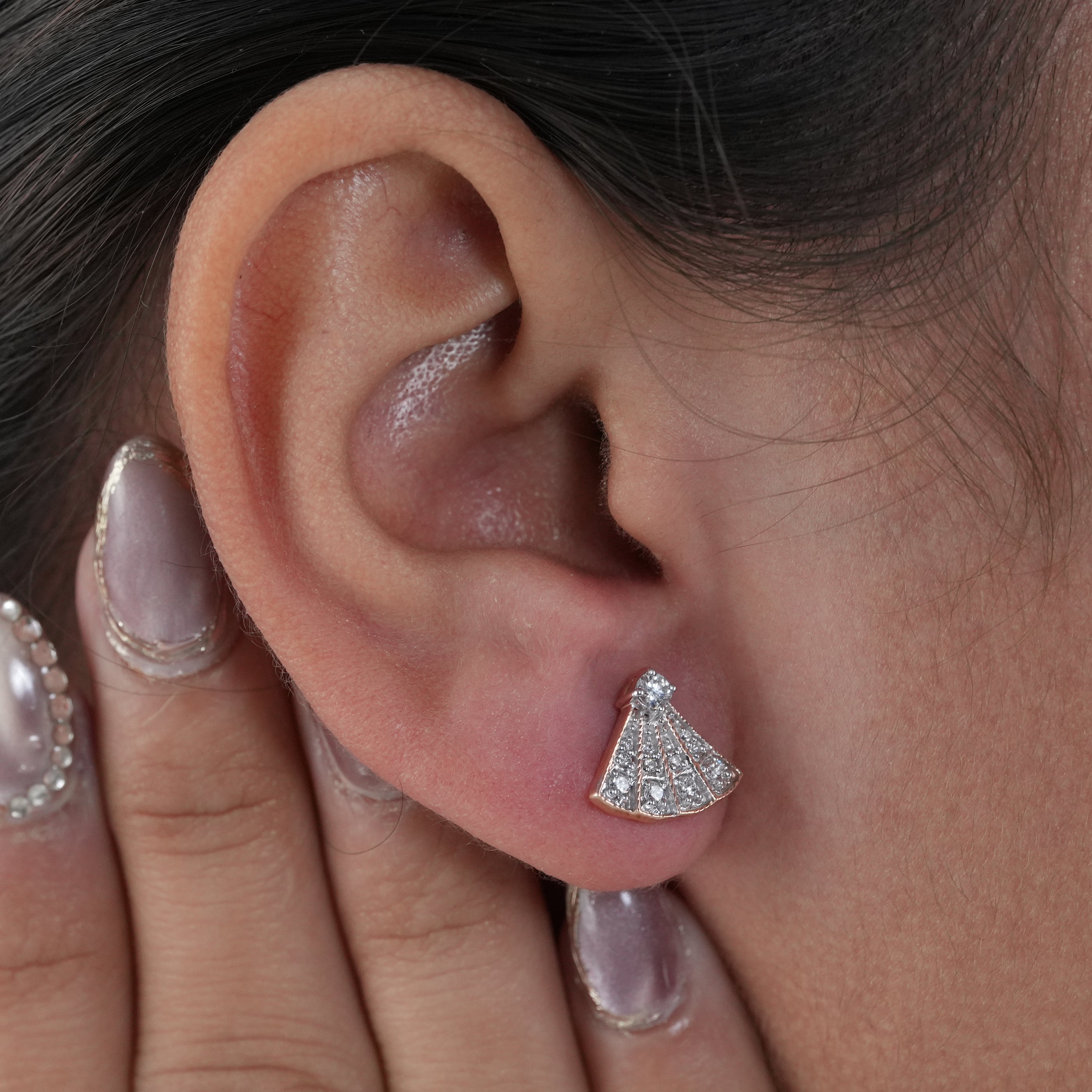 Vintage Fan Design Lab Diamond Stud Earrings