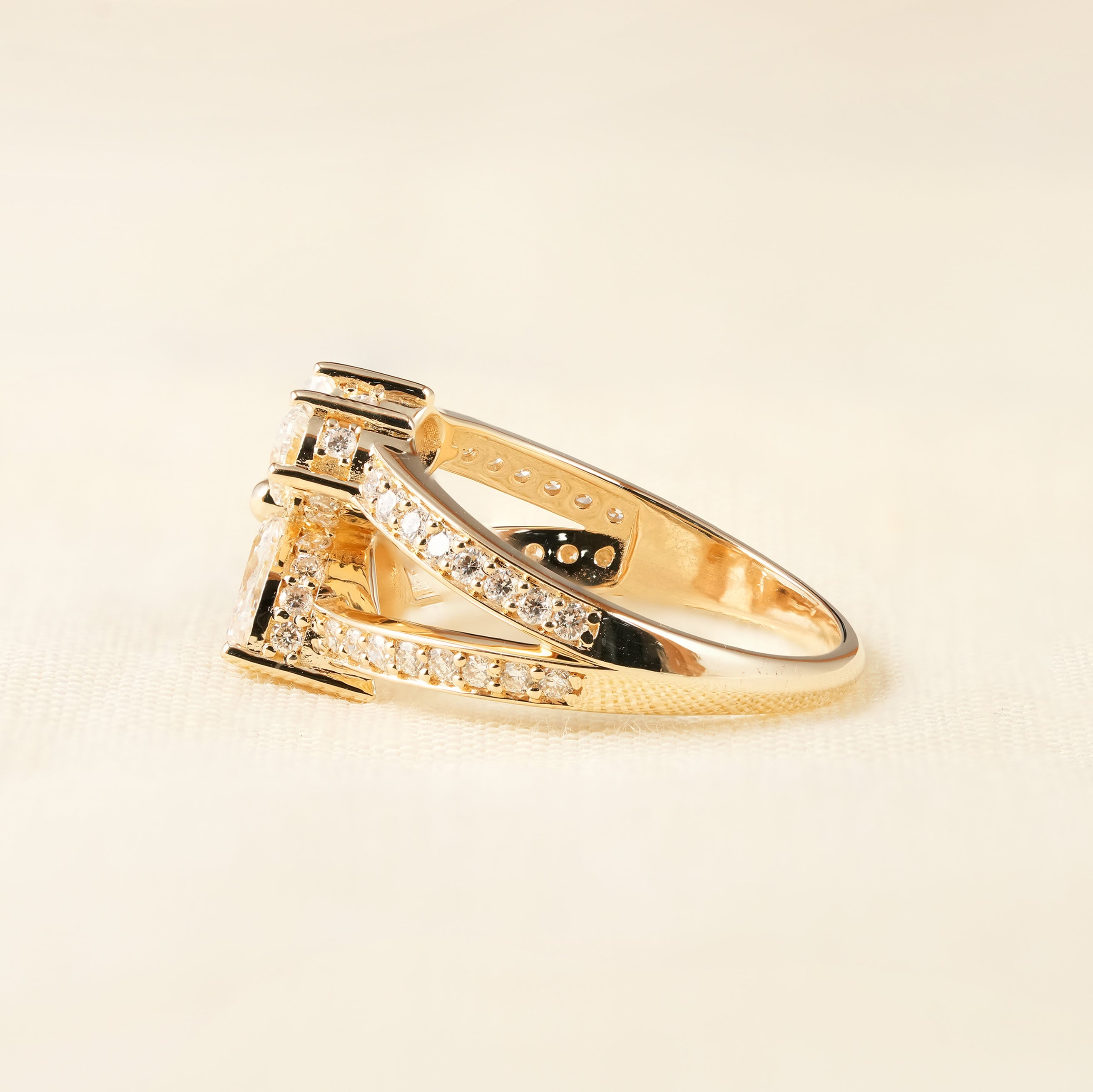 Luxury Butterfly Diamond Ring with Marquise and Pear Cut Stones