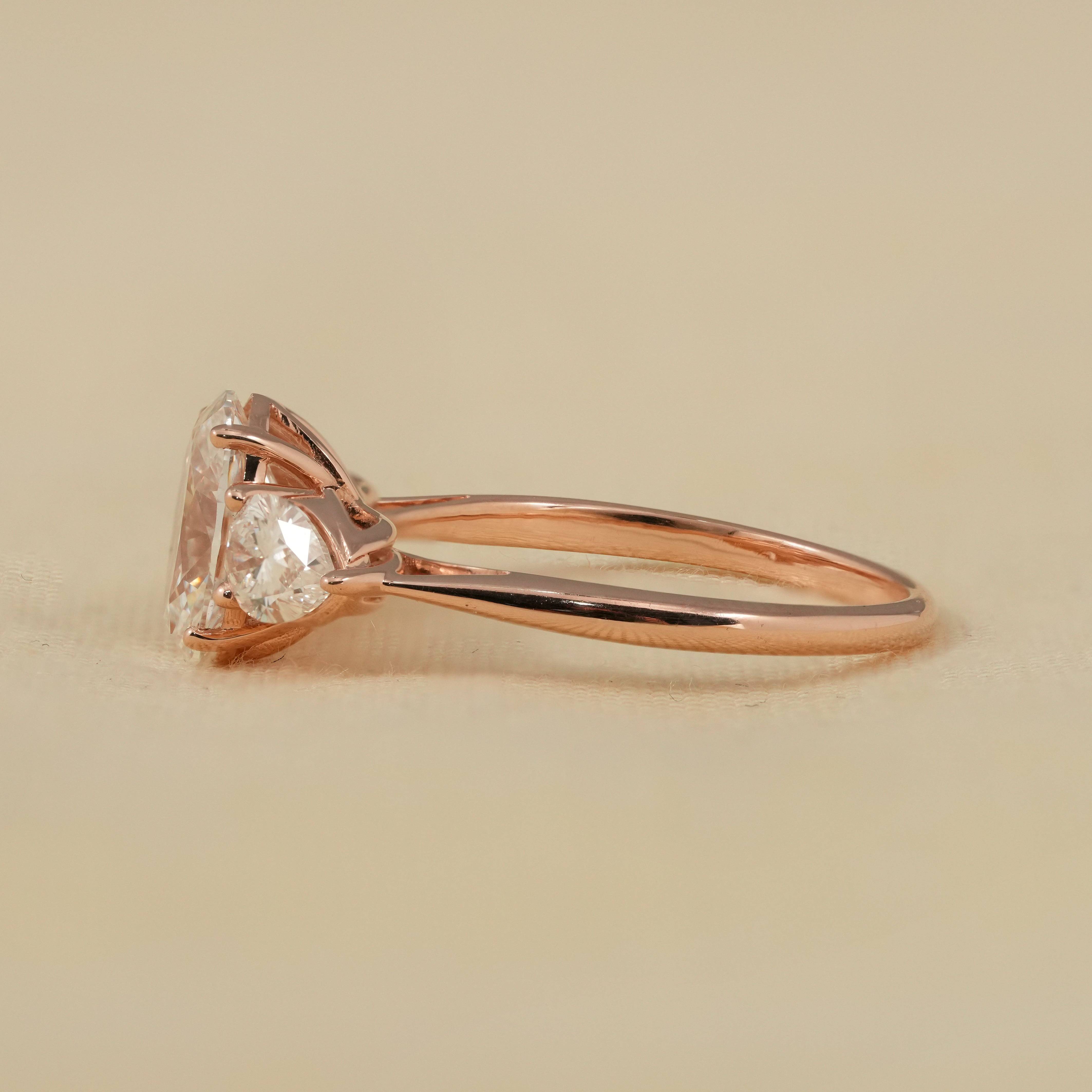 Timeless oval three stone lab grown diamond ring anniversary surprise