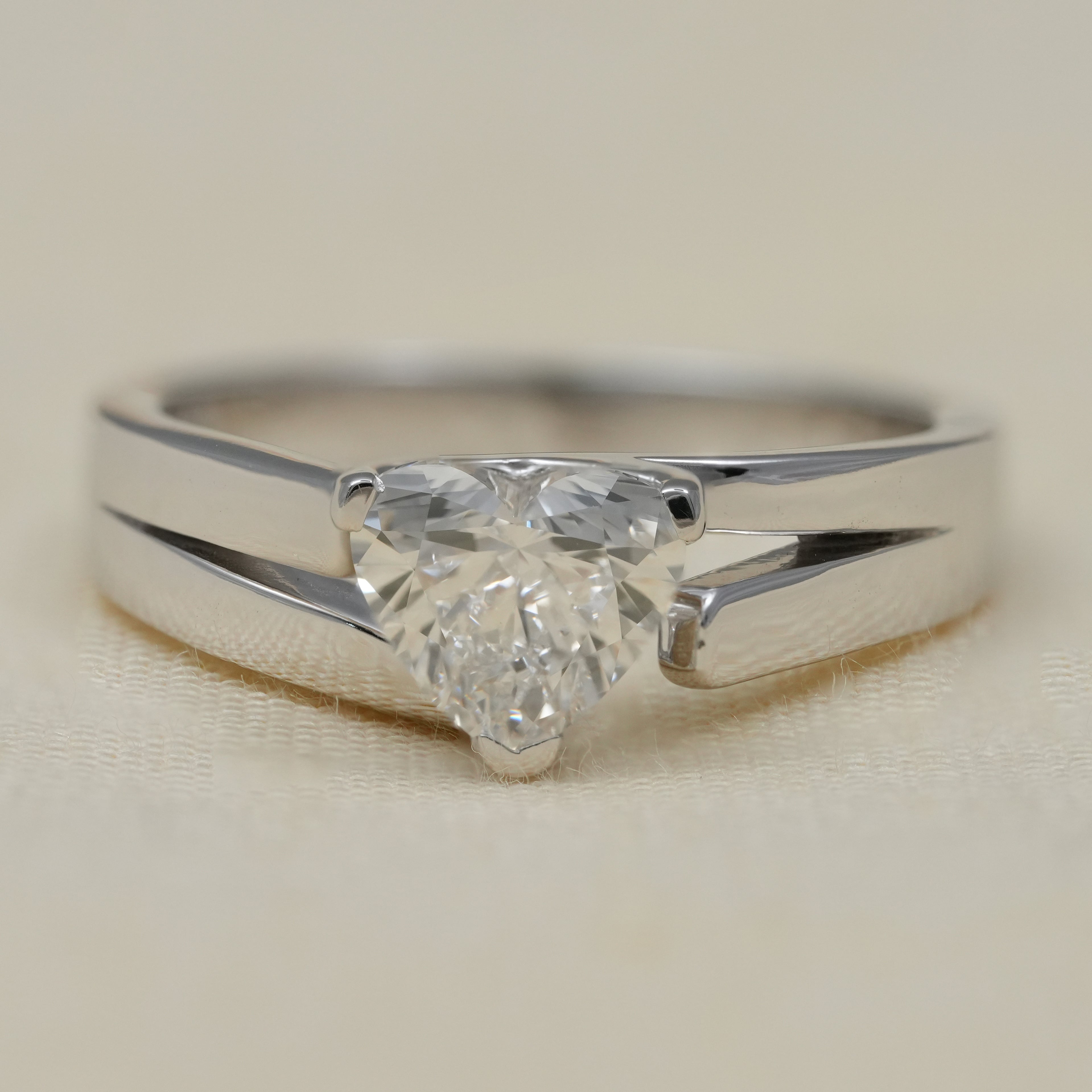 Heart shape solitaire ring with lab grown diamond, perfect romantic gift