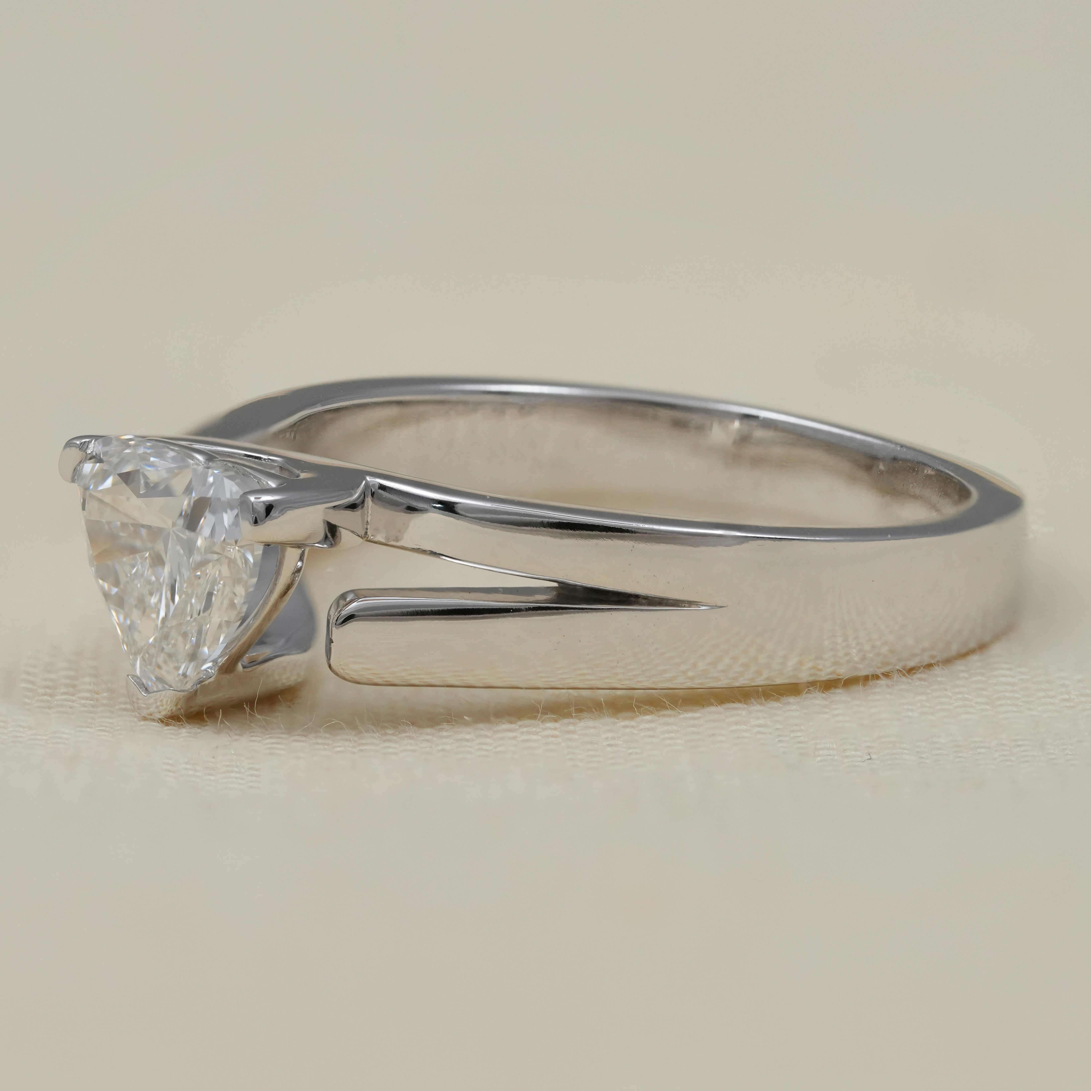 Romantic heart diamond solitaire ring, lab grown diamond for Valentine gift
