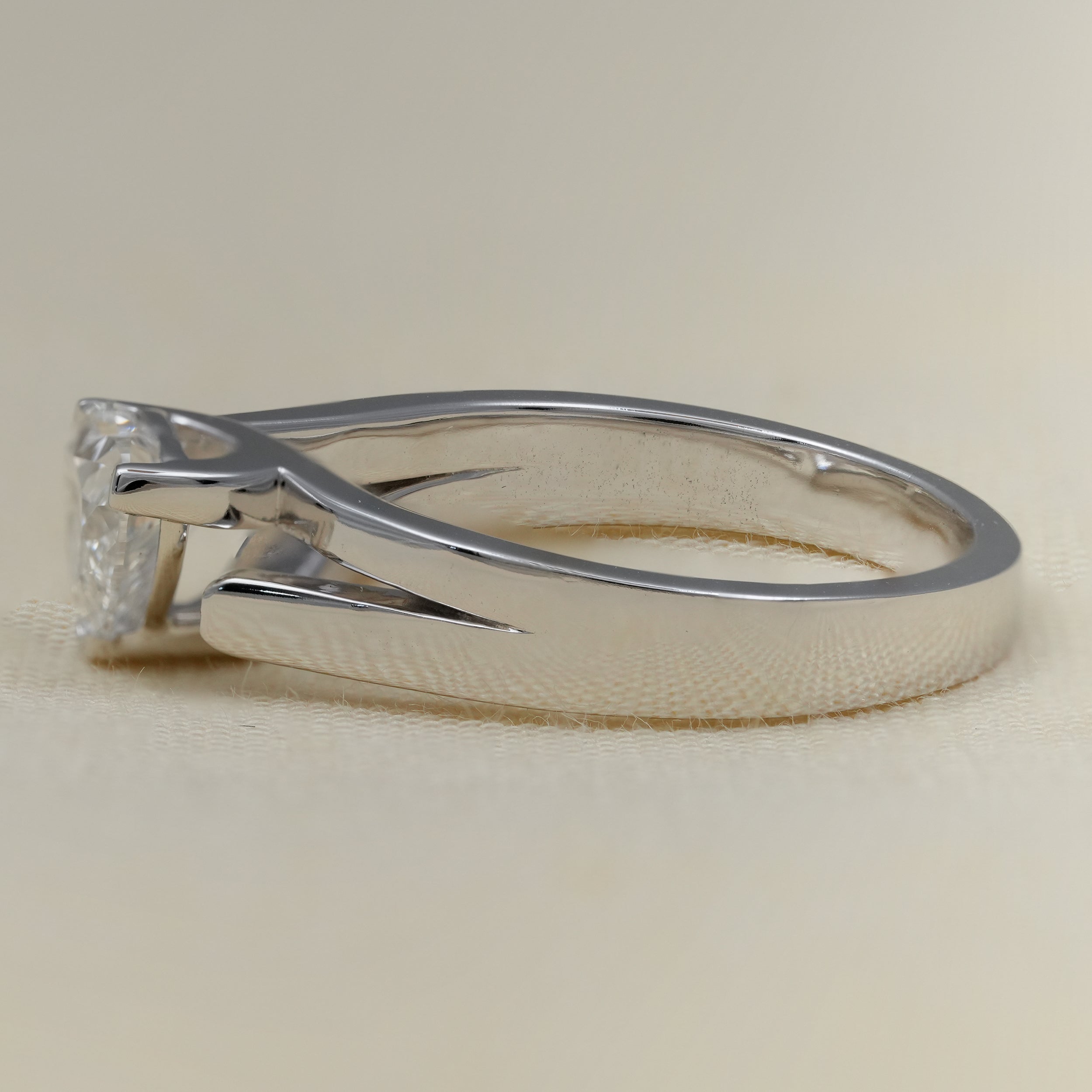 Minimal heart shape ring featuring lab grown diamond for daily wear