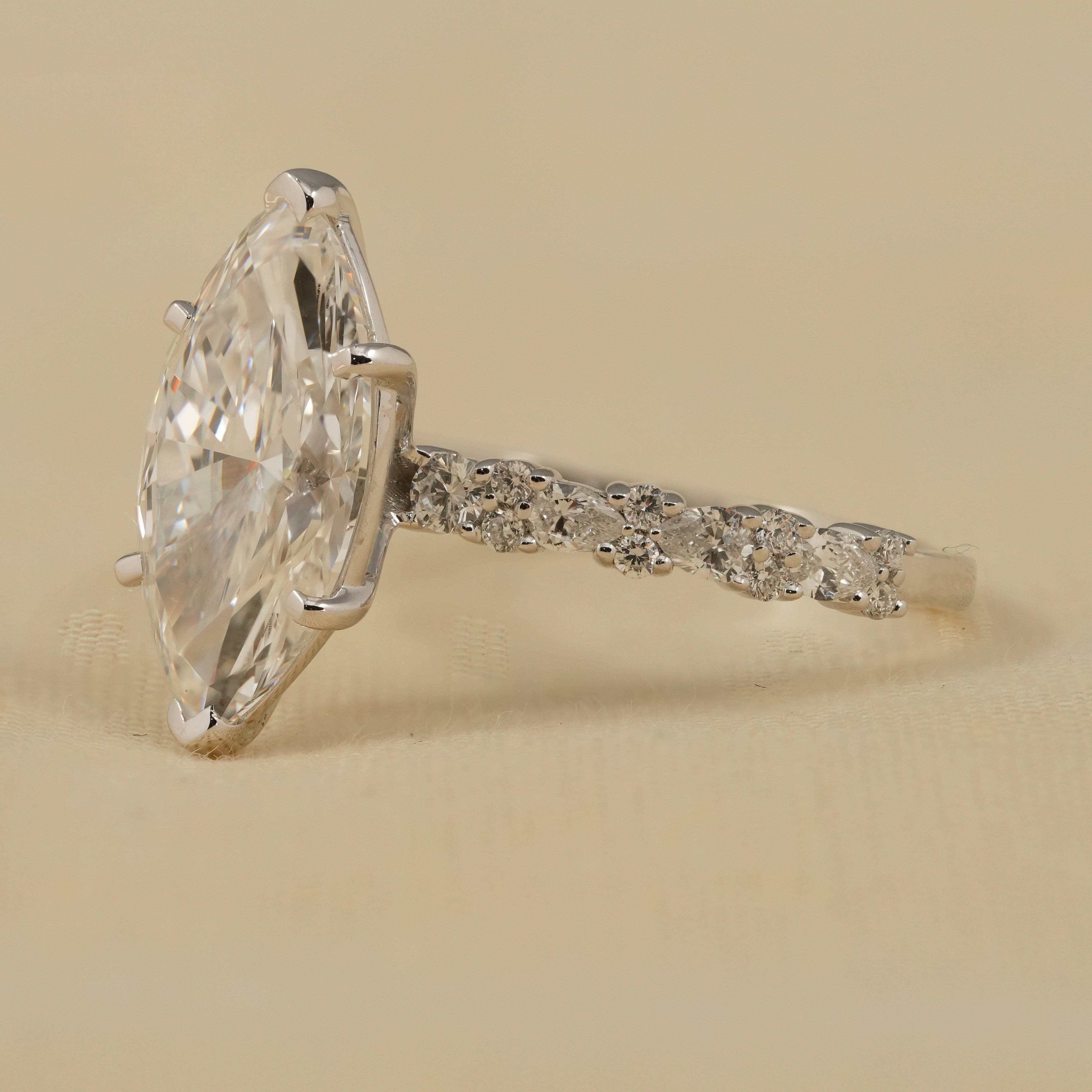 Elegant marquise cut lab grown diamond ring special gift for mom