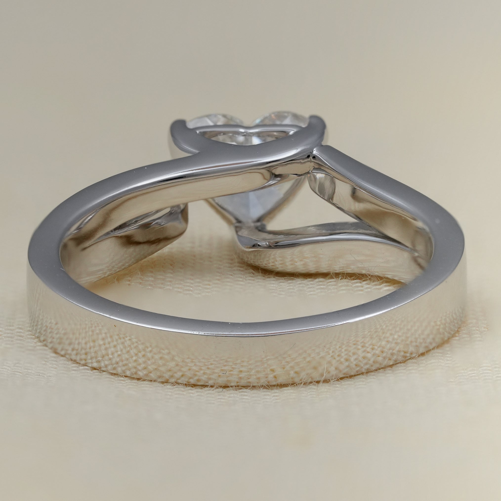 Heart Cut Lab Diamond Solitaire Ring With Bypass Band