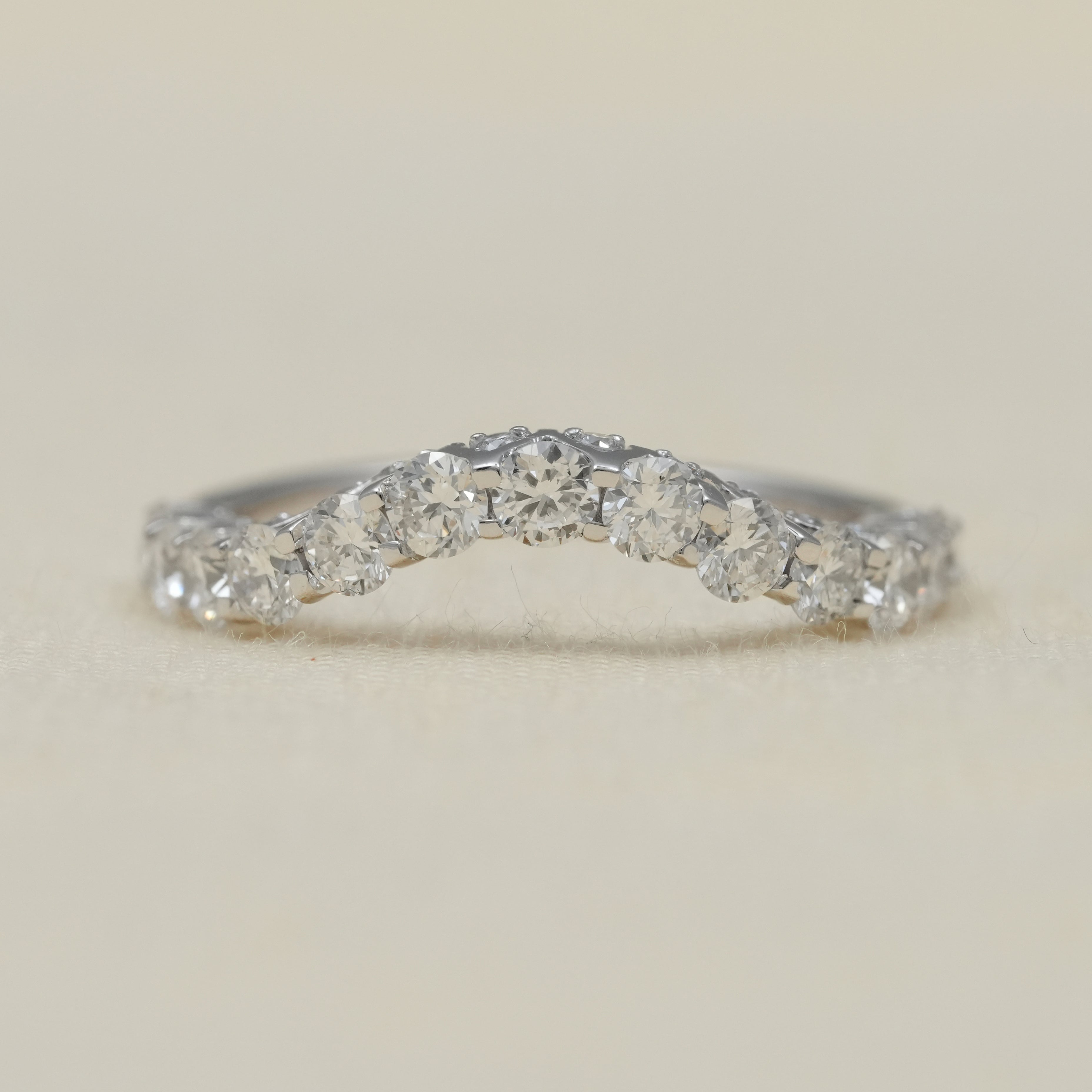 Curved lab grown diamond band elegant wedding jewelry for her