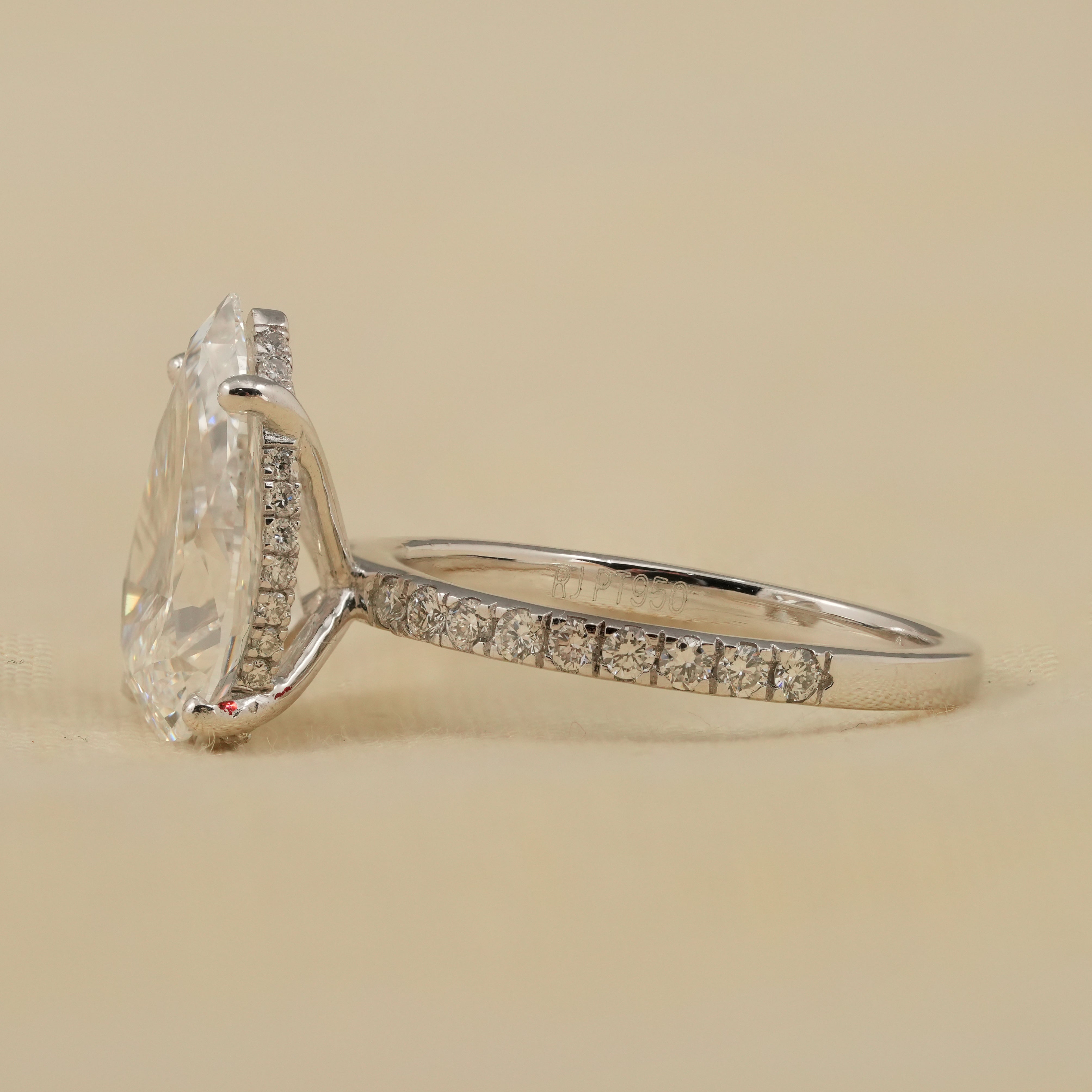 Elegant pear cut lab grown diamond ring special gift for mom