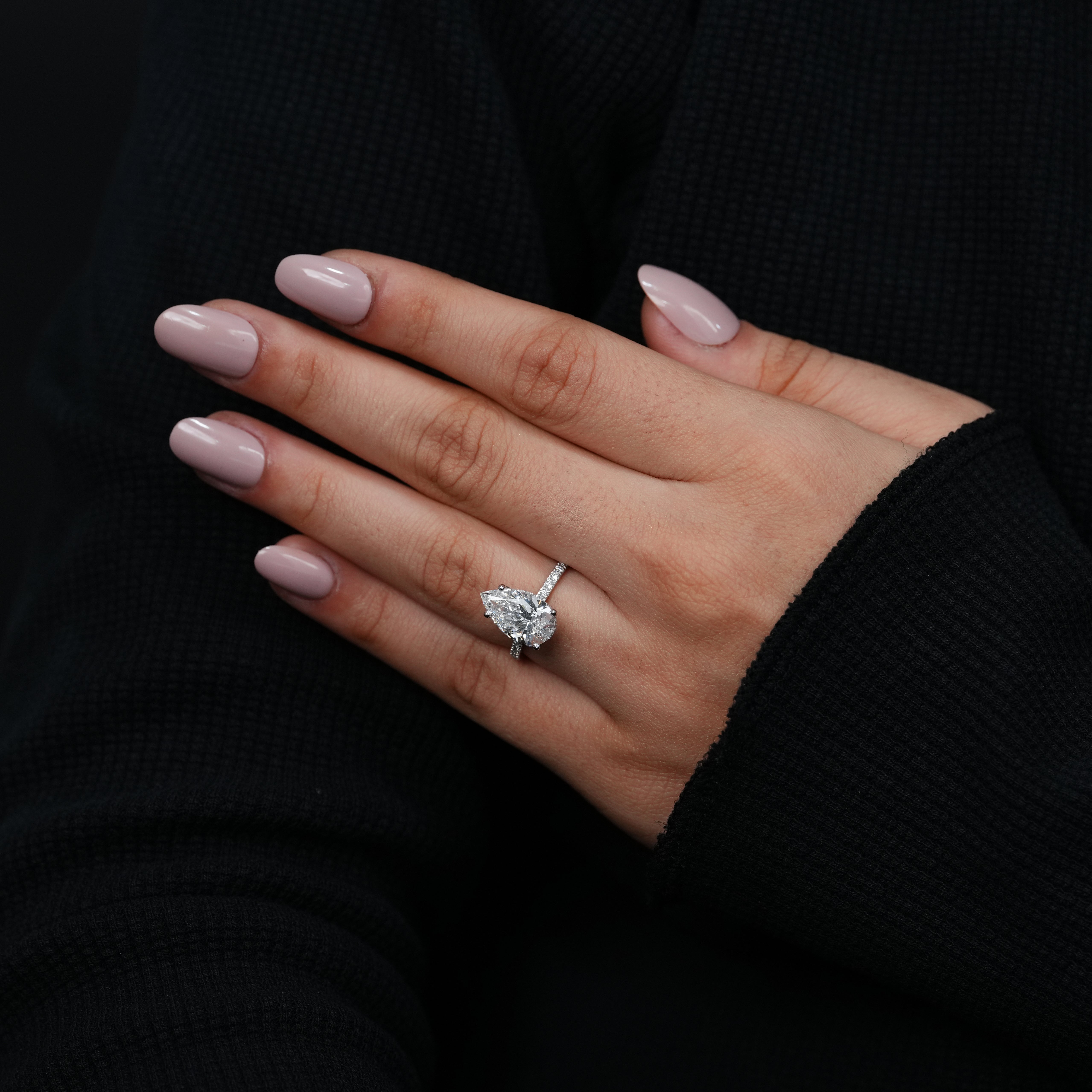 Lab grown diamond pear cut engagement ring ideal Valentine’s Day gift