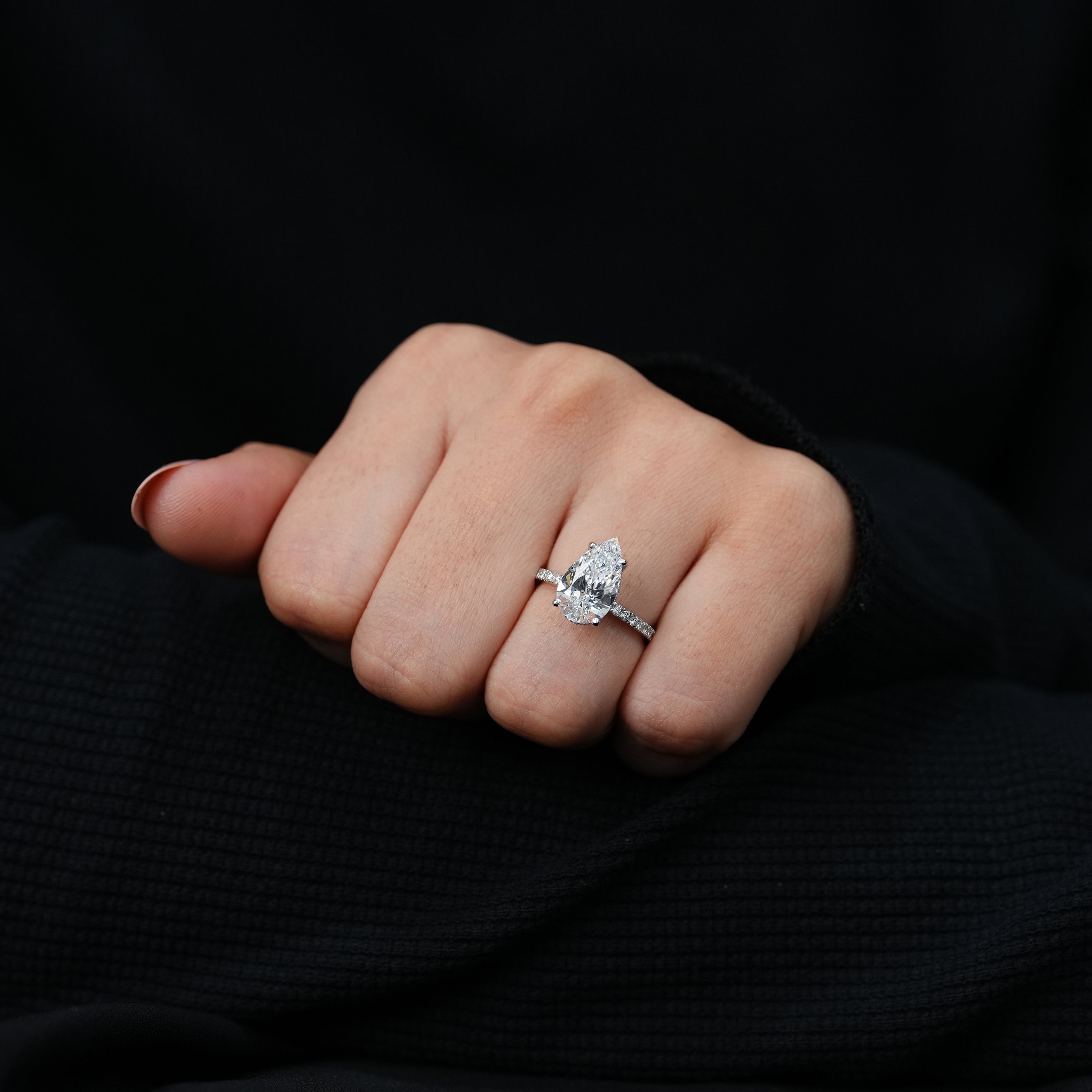 Pear Cut Diamond Solitaire Engagement Ring