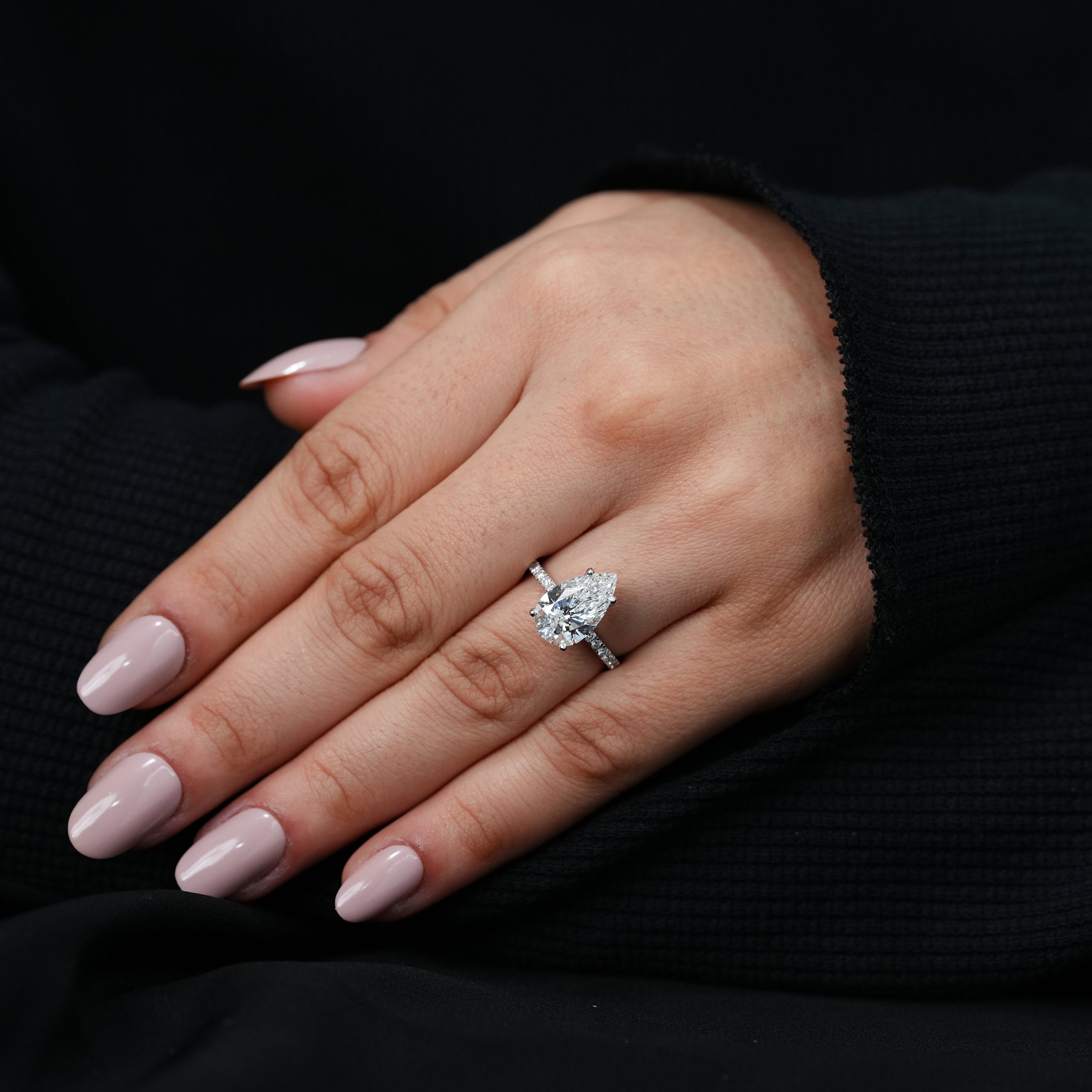 Pear Cut Diamond Solitaire Engagement Ring
