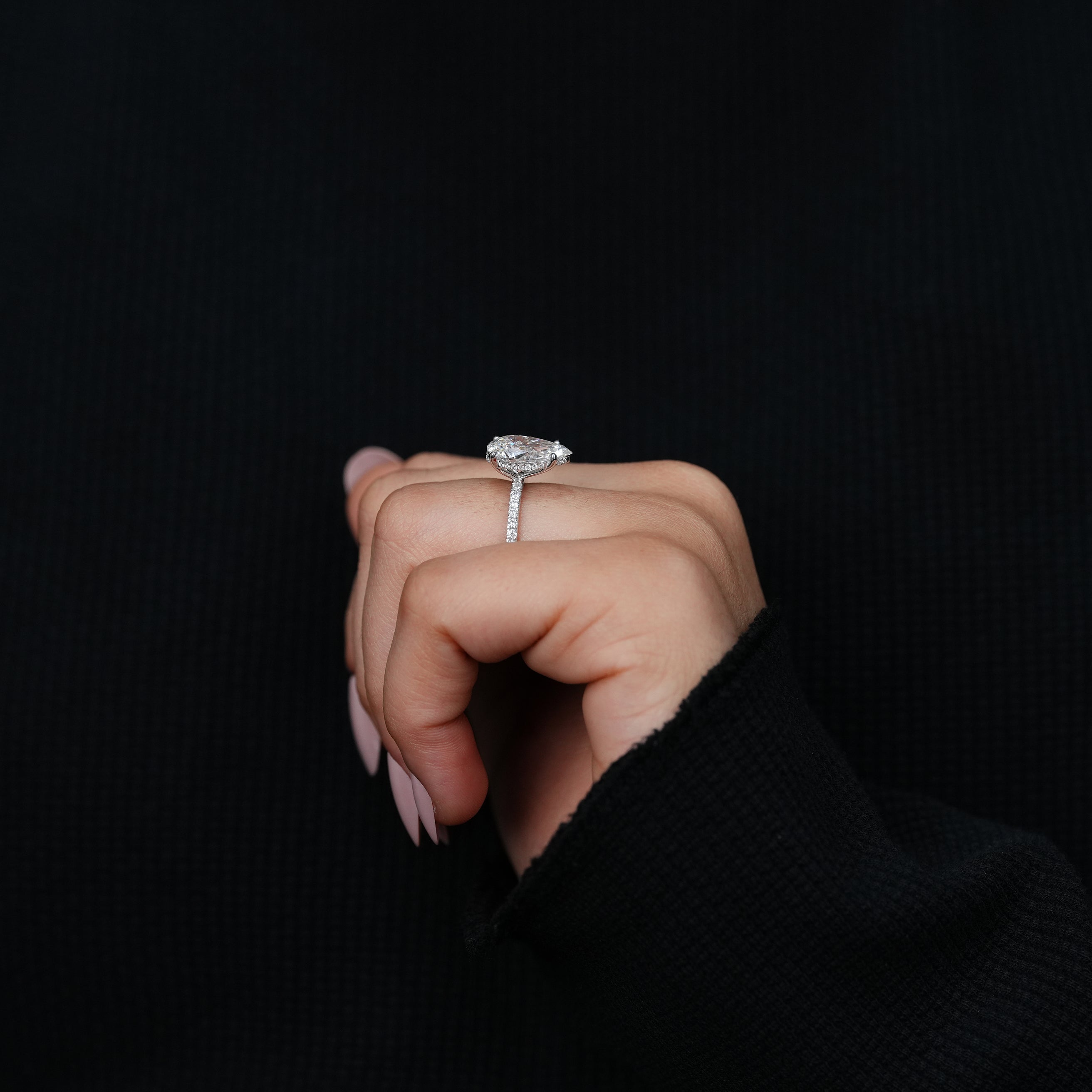 Pear Cut Diamond Solitaire Engagement Ring