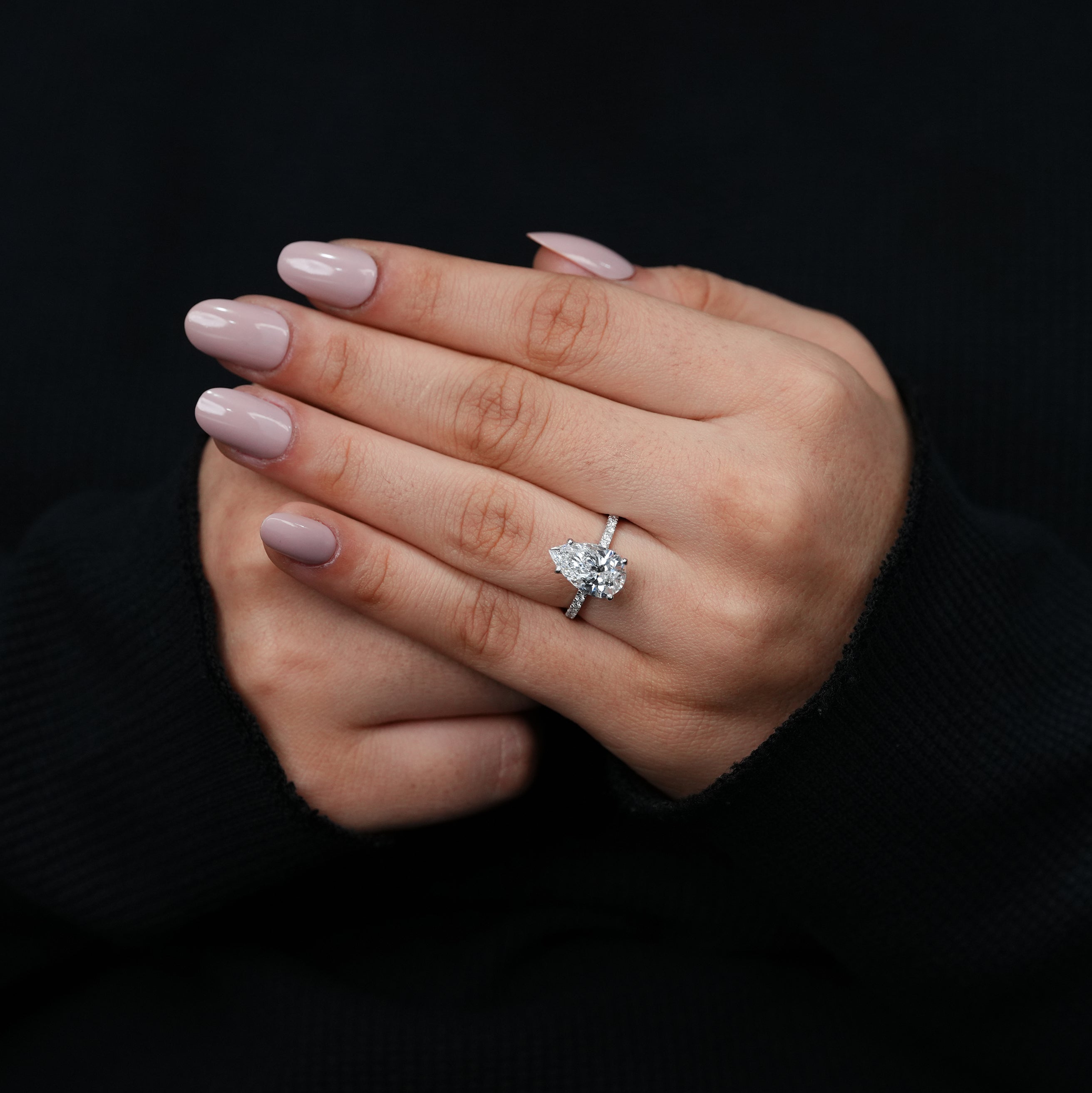 Pear Cut Diamond Solitaire Engagement Ring