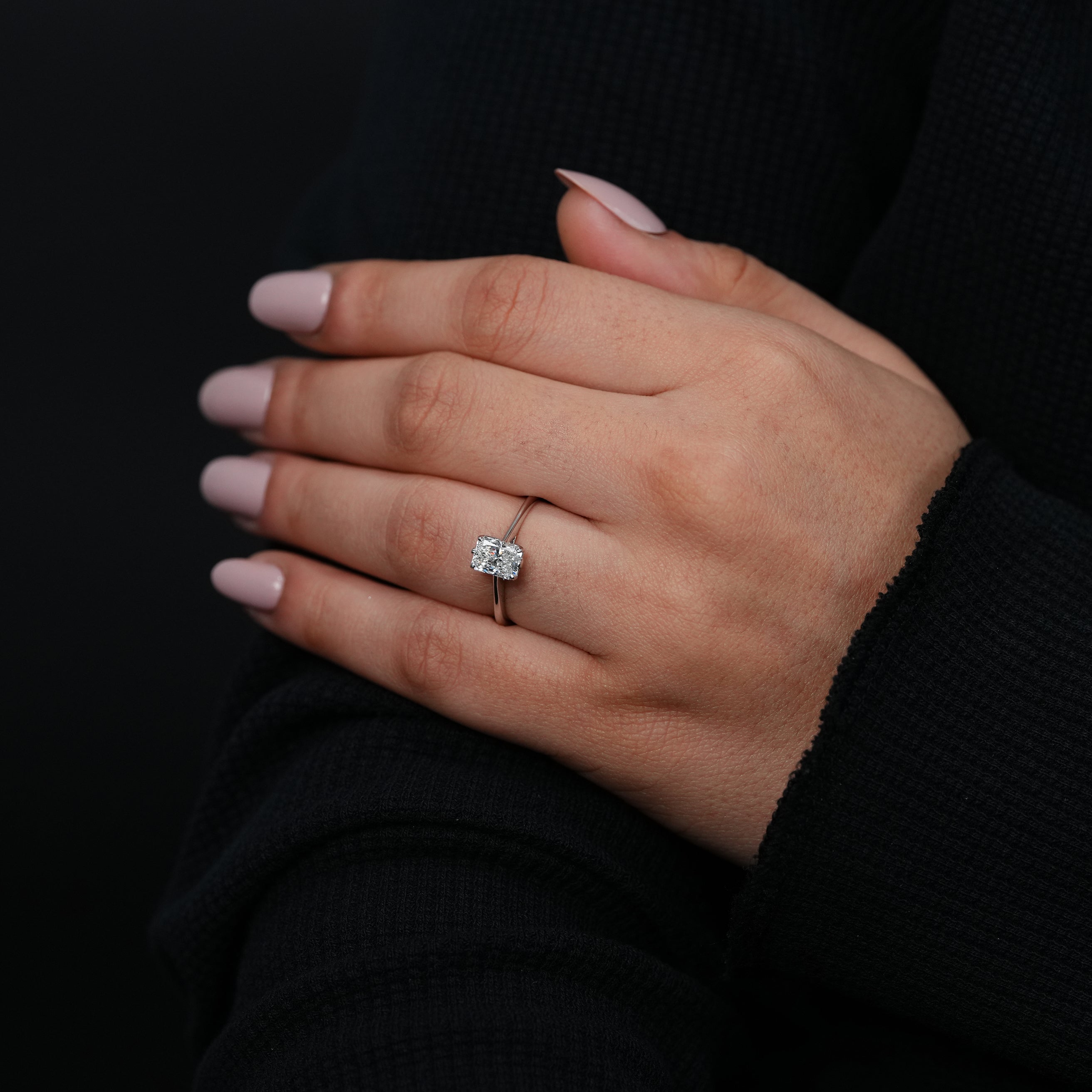 Radiant Cut Lab Diamond Solitaire Engagement Ring