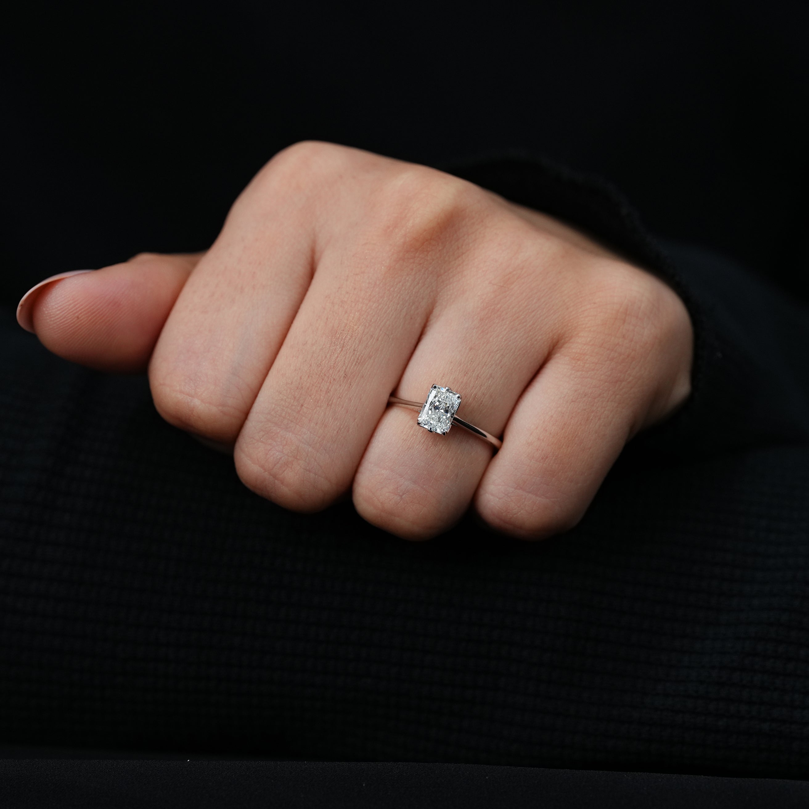 Radiant Cut Lab Diamond Solitaire Engagement Ring