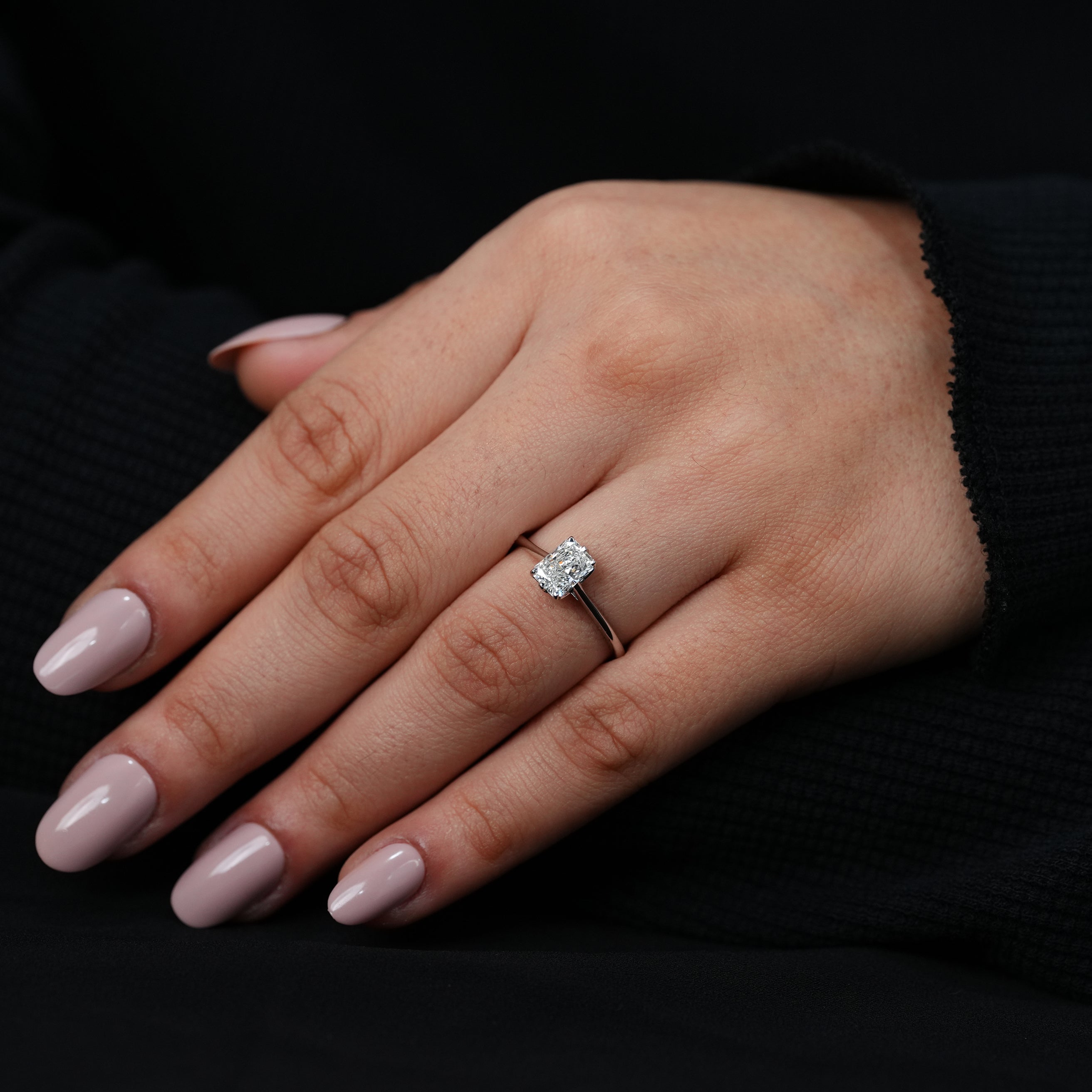 Radiant Cut Lab Diamond Solitaire Engagement Ring