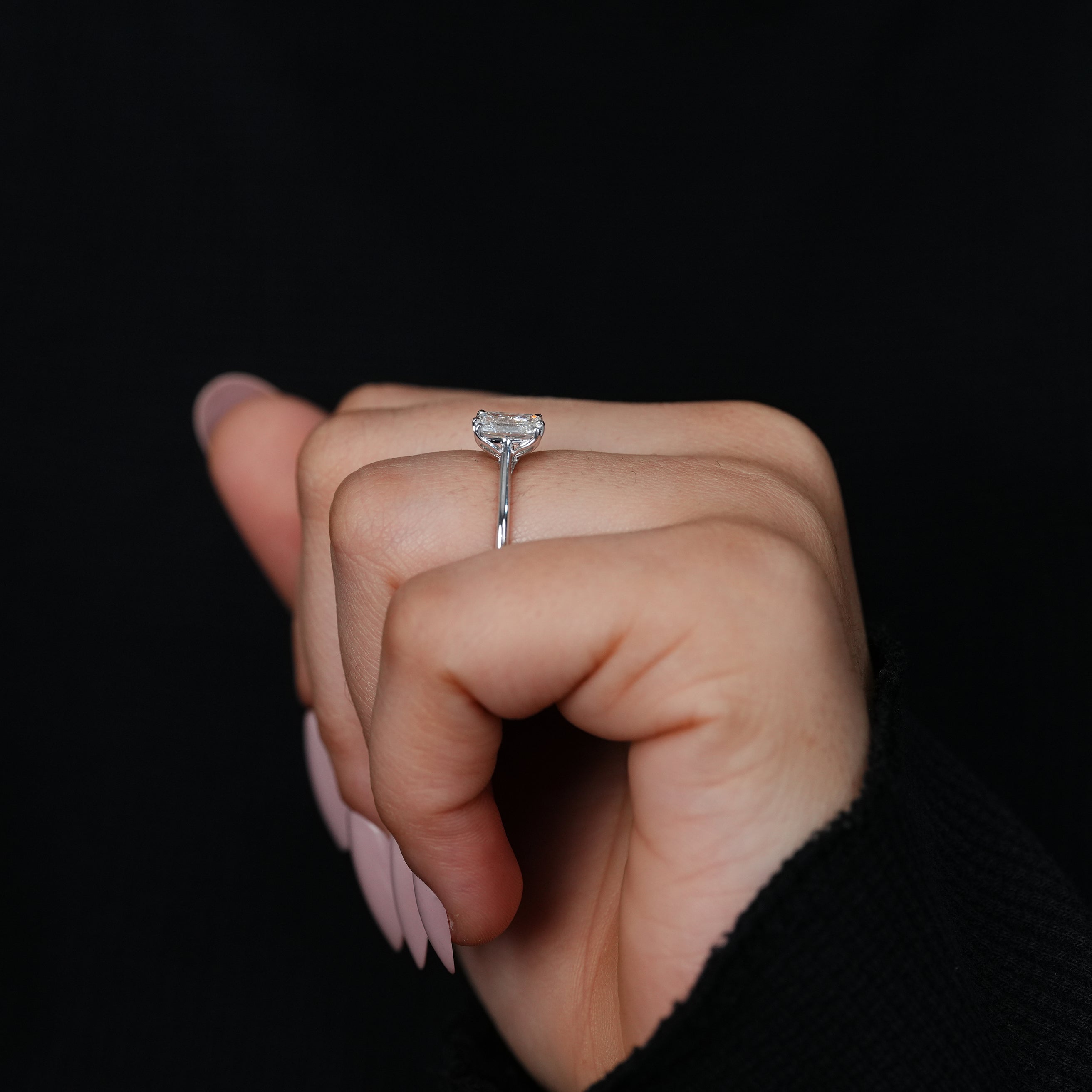Radiant Cut Lab Diamond Solitaire Engagement Ring