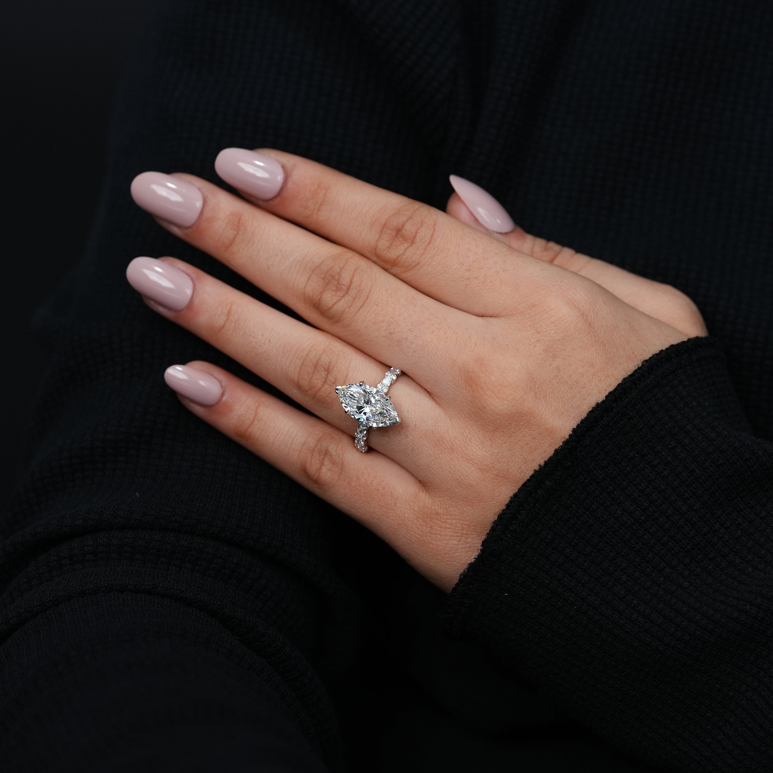 Marquise Cut Lab Grown Diamond Engagement Ring