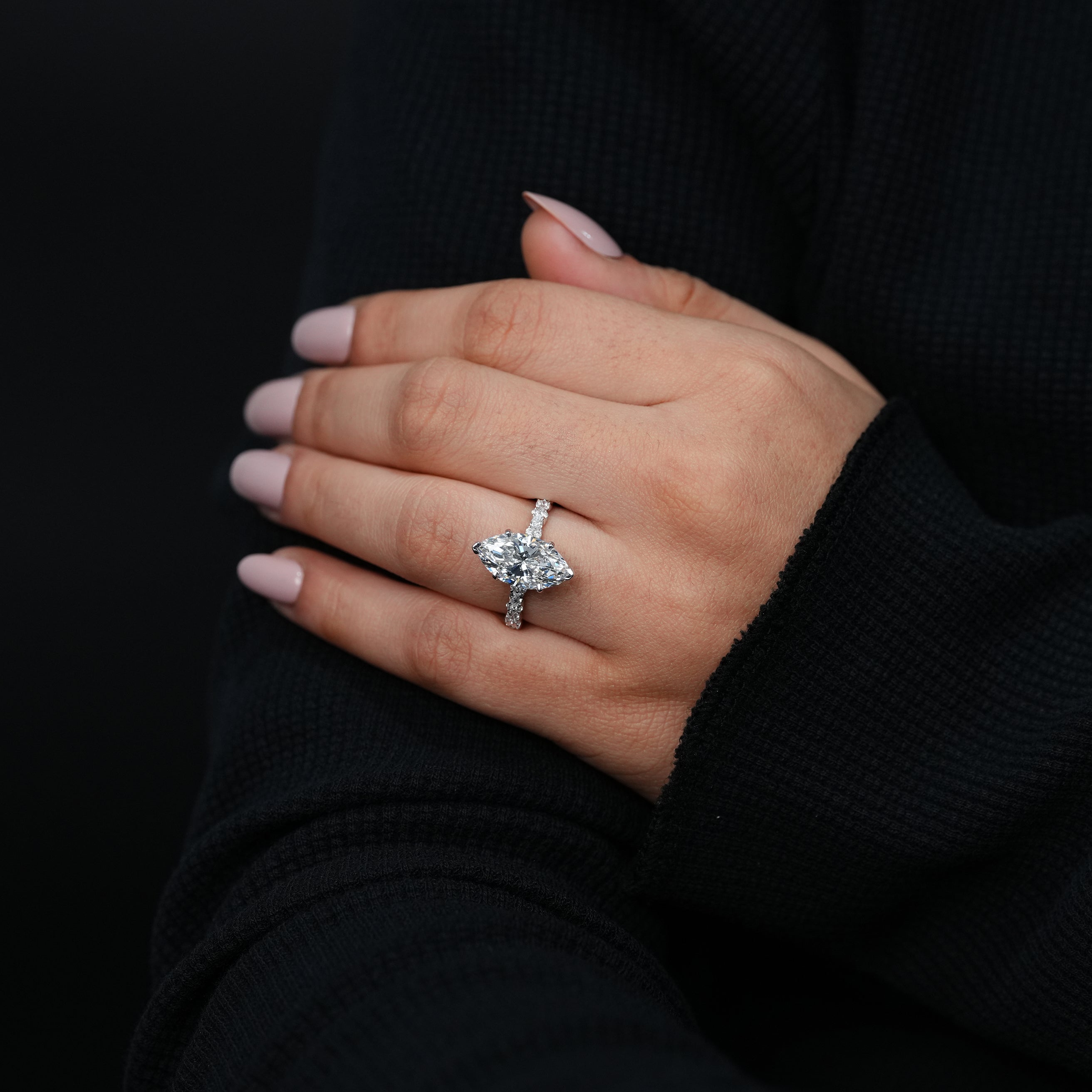 Marquise Cut Lab Grown Diamond Engagement Ring