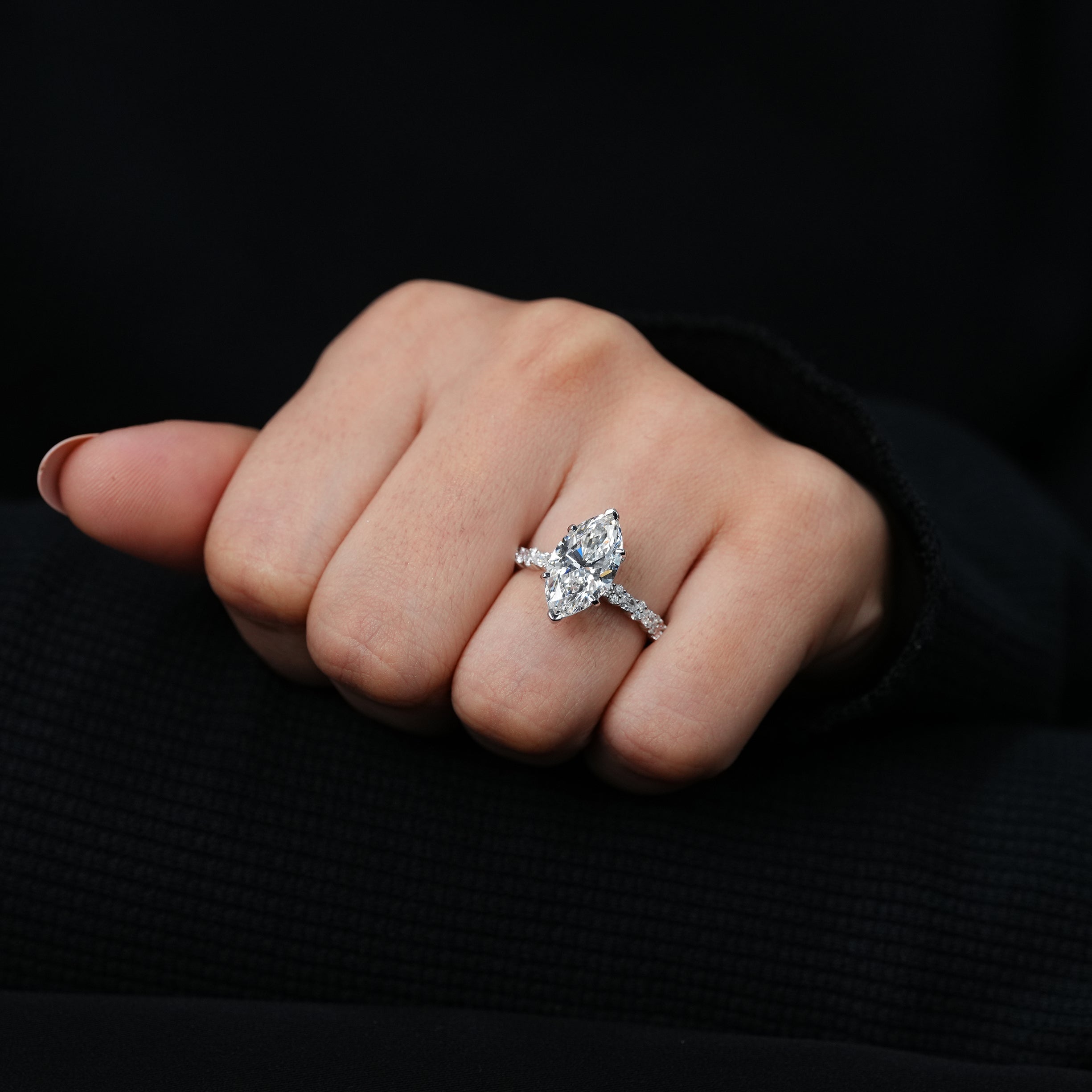 Marquise Cut Lab Grown Diamond Engagement Ring