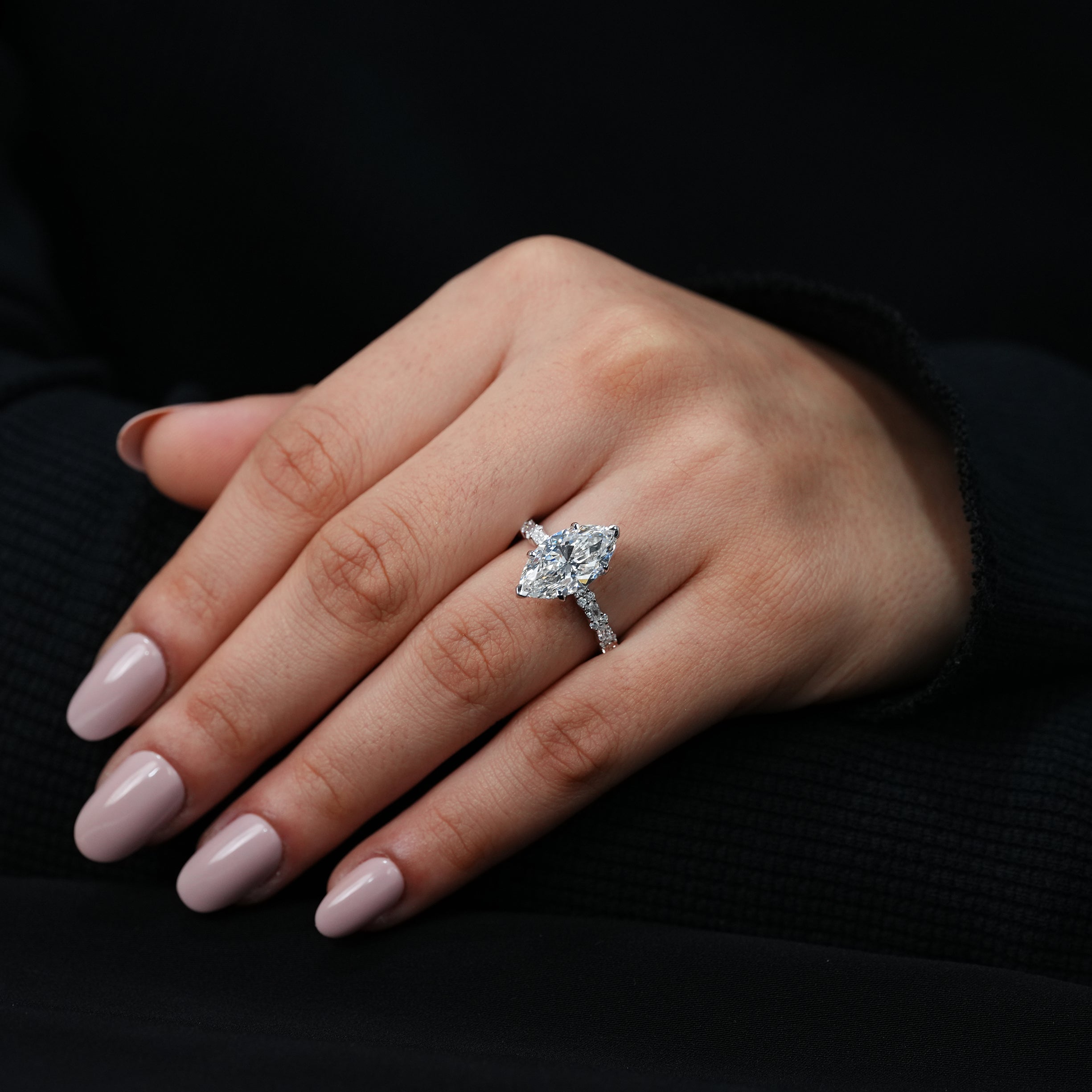 Marquise Cut Lab Grown Diamond Engagement Ring