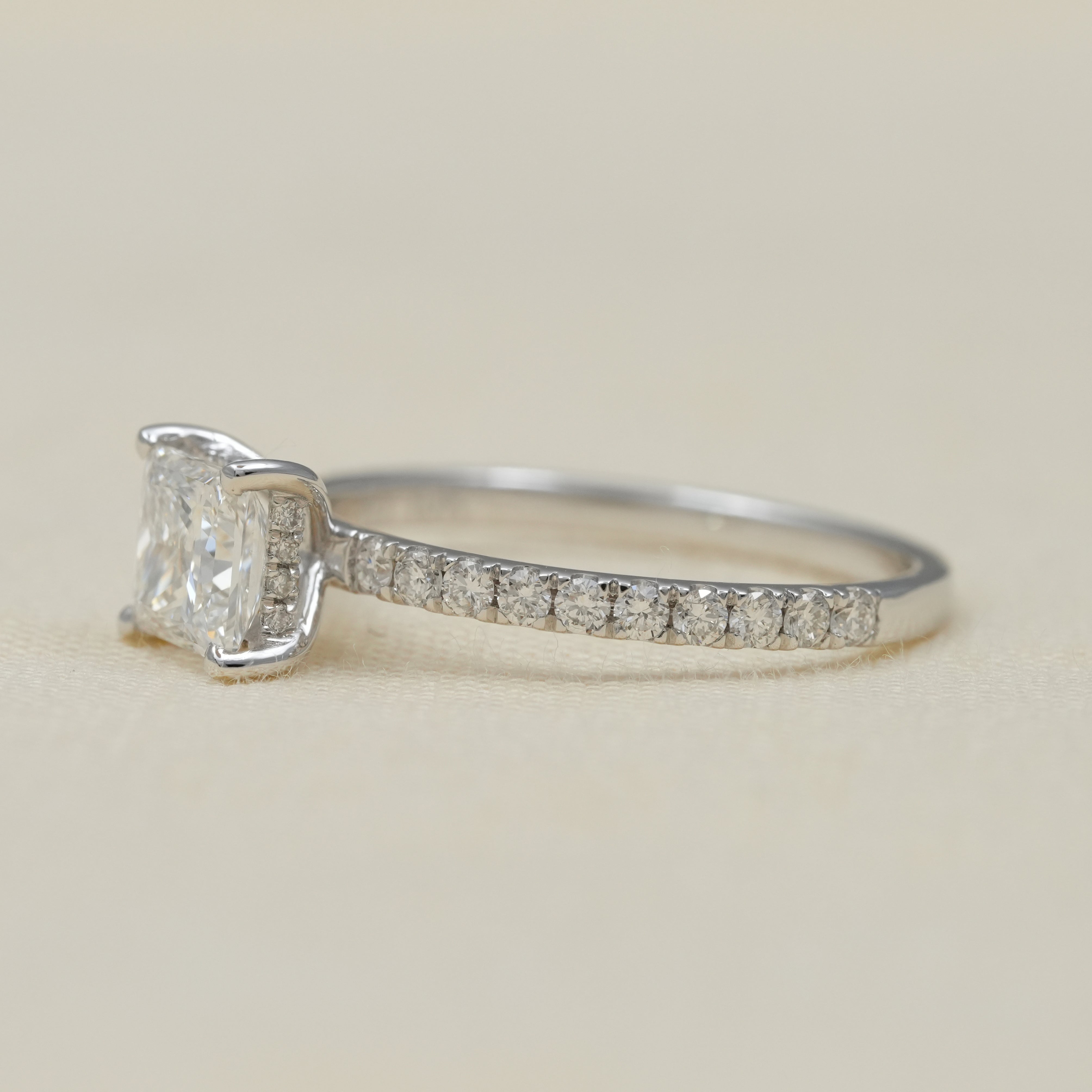 Princess lab grown diamond engagement ring in sleek white gold