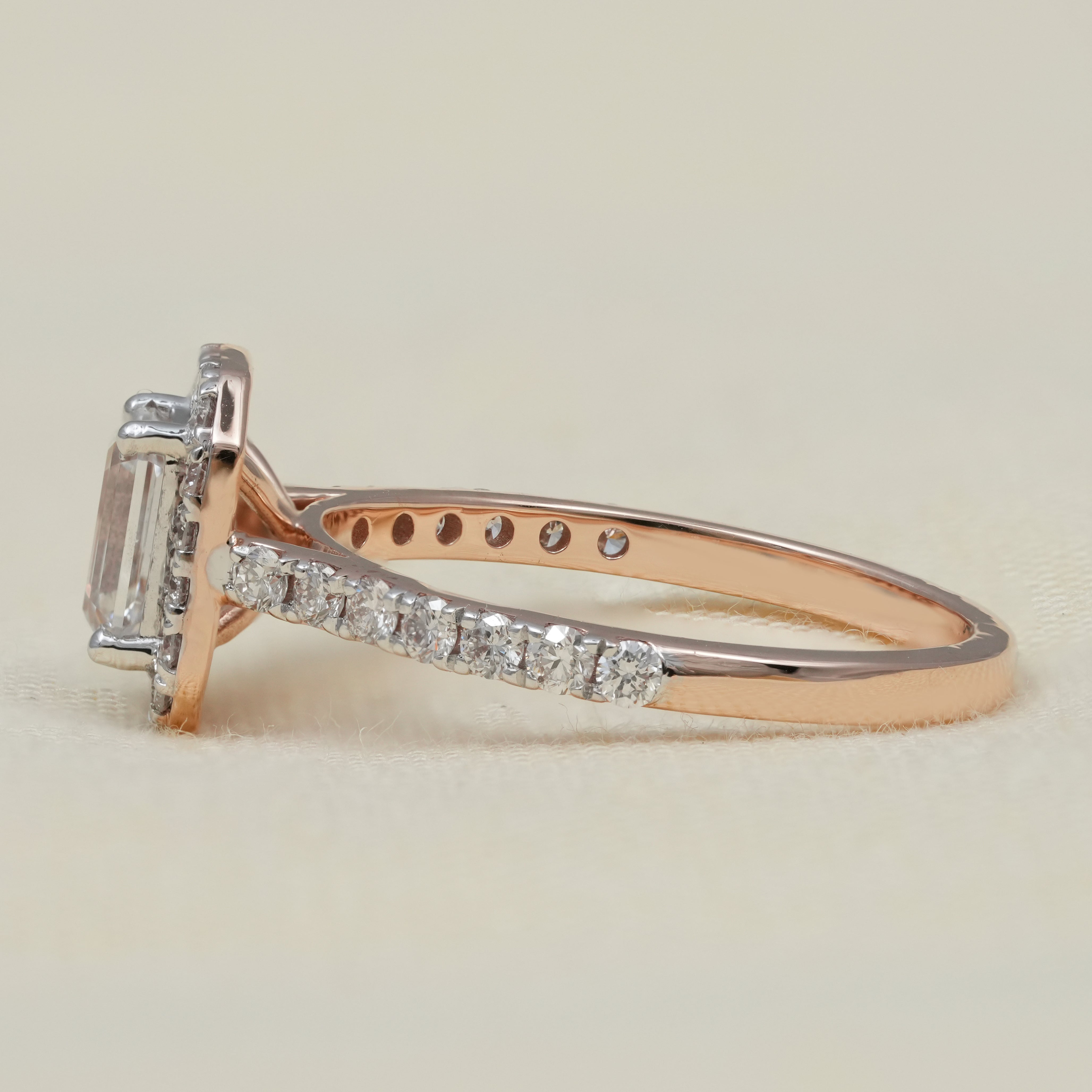 Emerald cut lab grown diamond halo ring perfect anniversary gift for wife