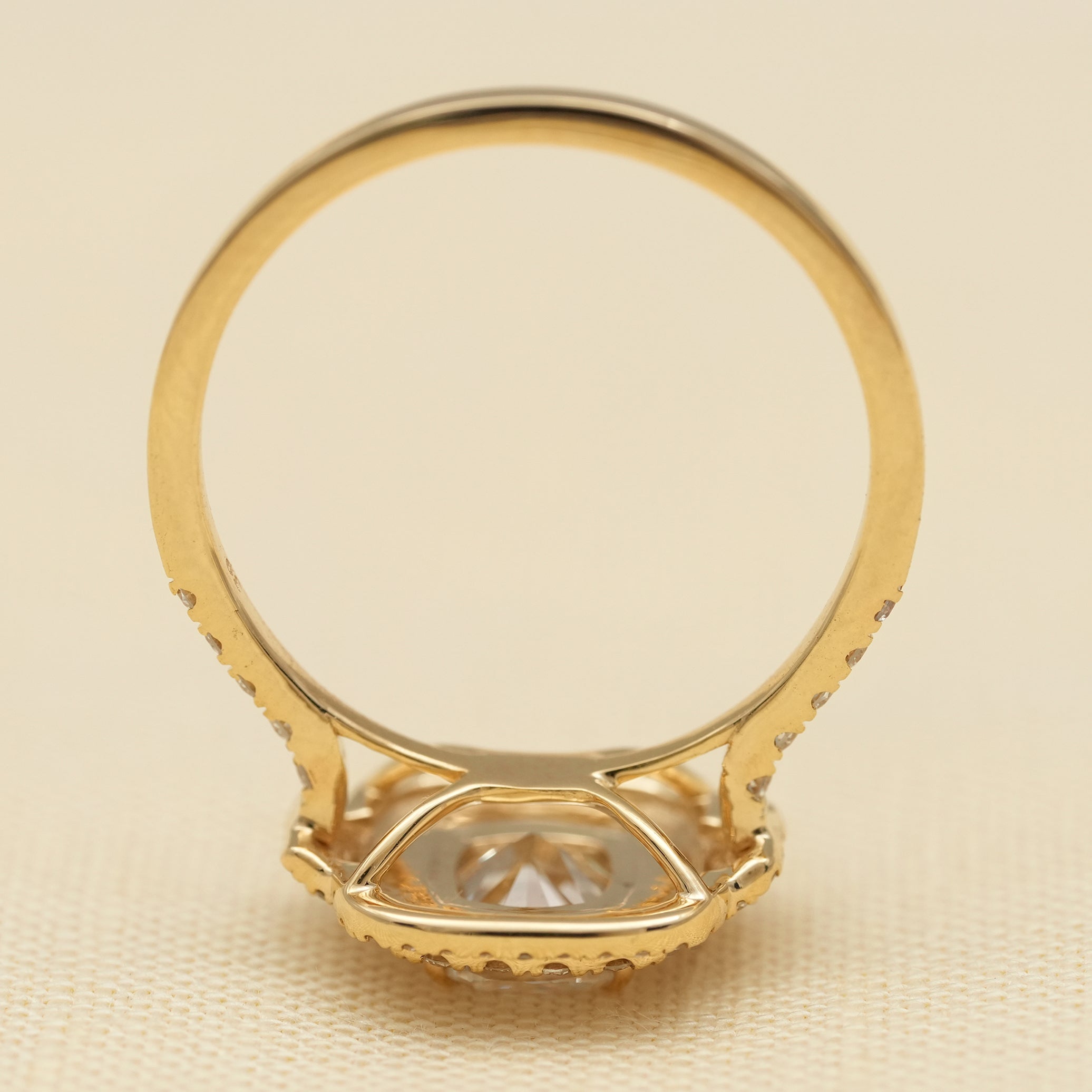 Cushion Cut Lab Diamond Double Halo Gold Engagement Ring