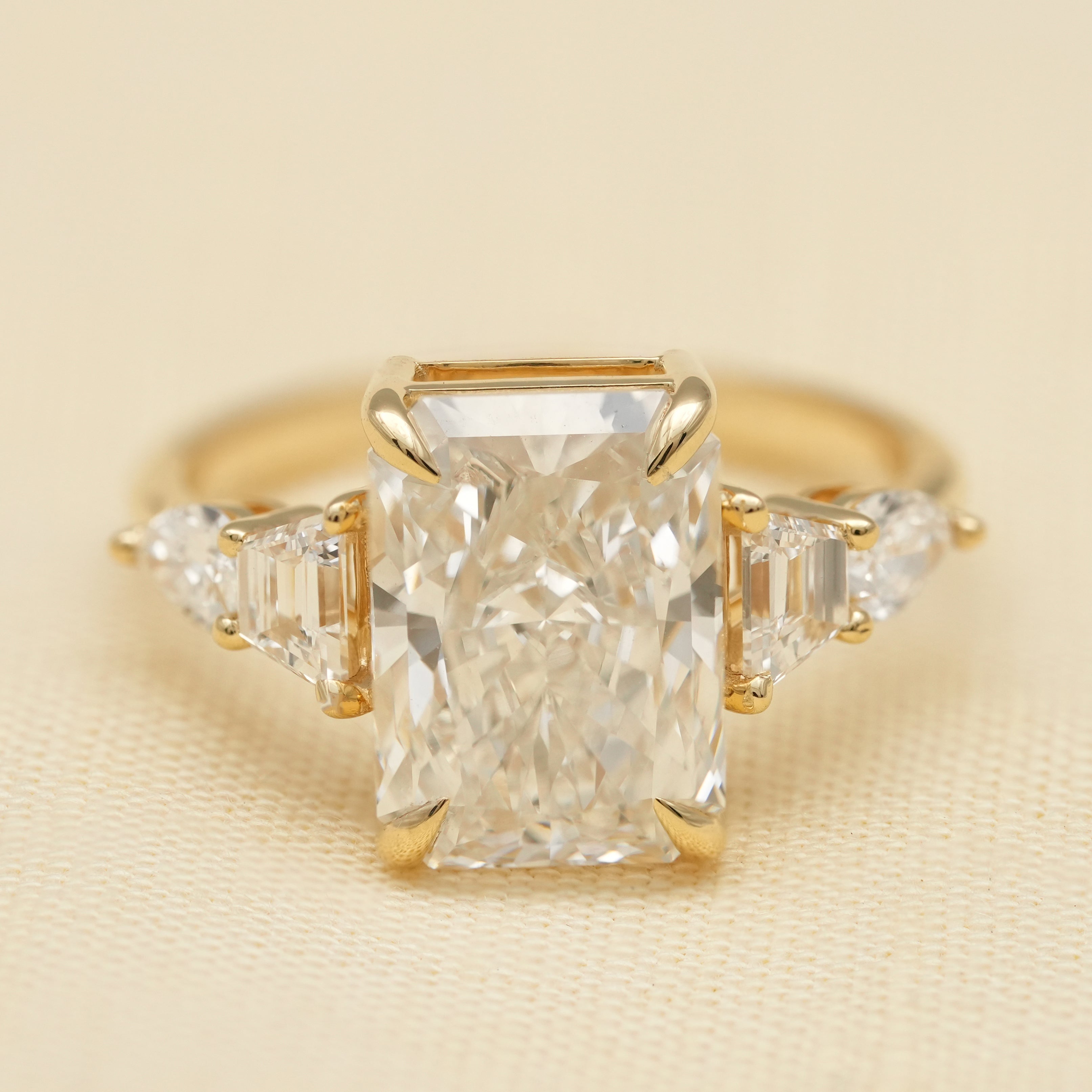 Radiant Lab Diamond Engagement Ring With Side Stones