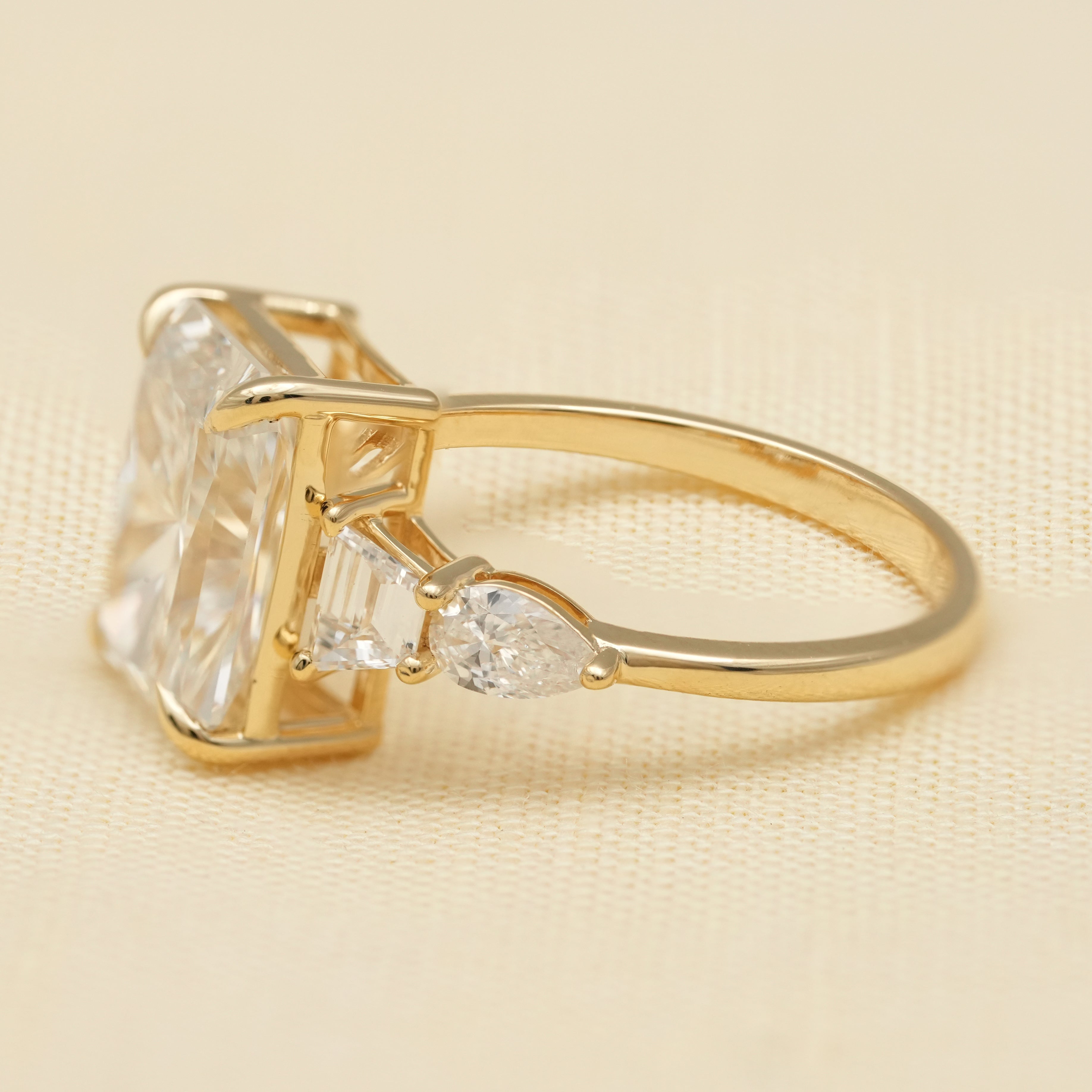 Radiant Lab Diamond Engagement Ring With Side Stones
