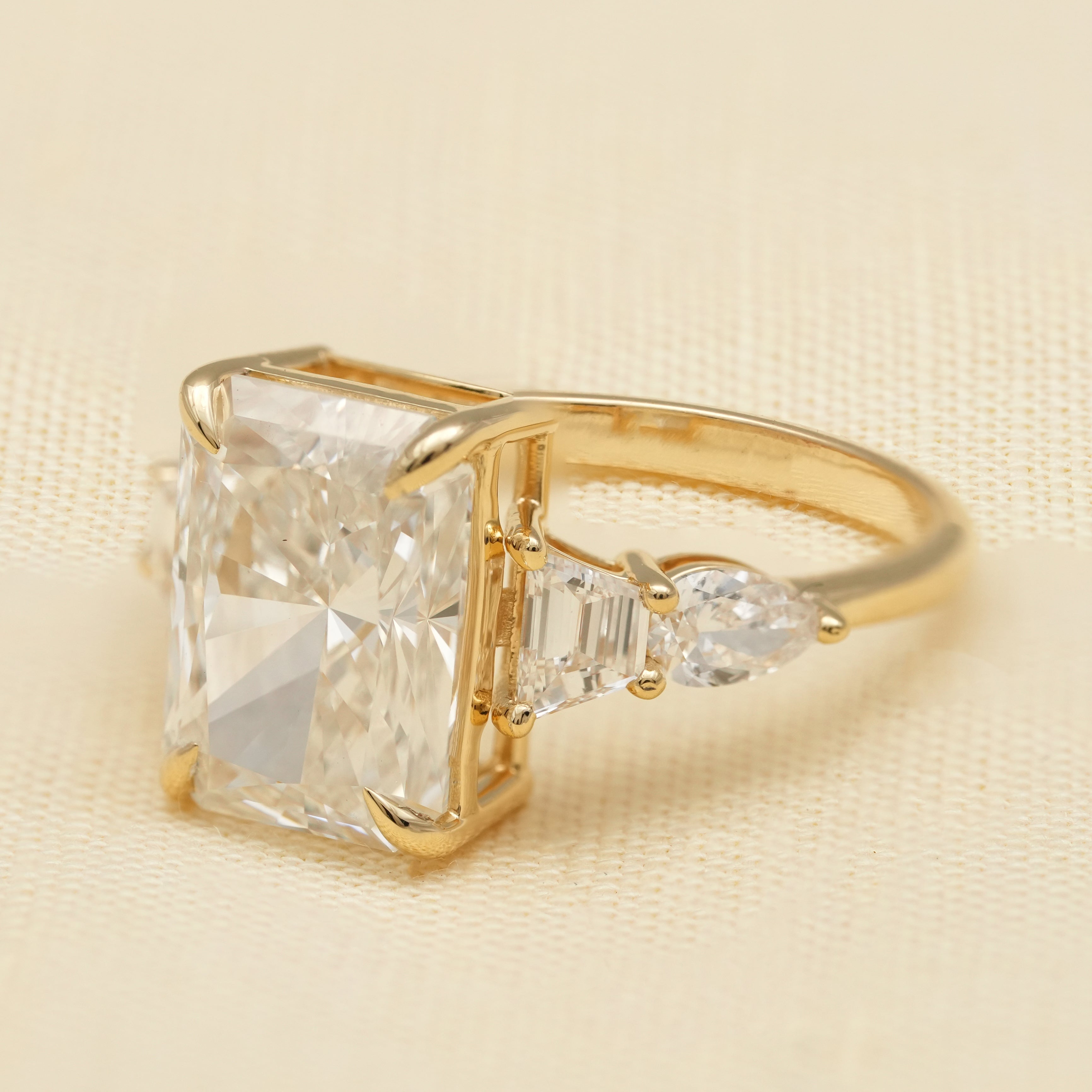 Radiant Lab Diamond Engagement Ring With Side Stones