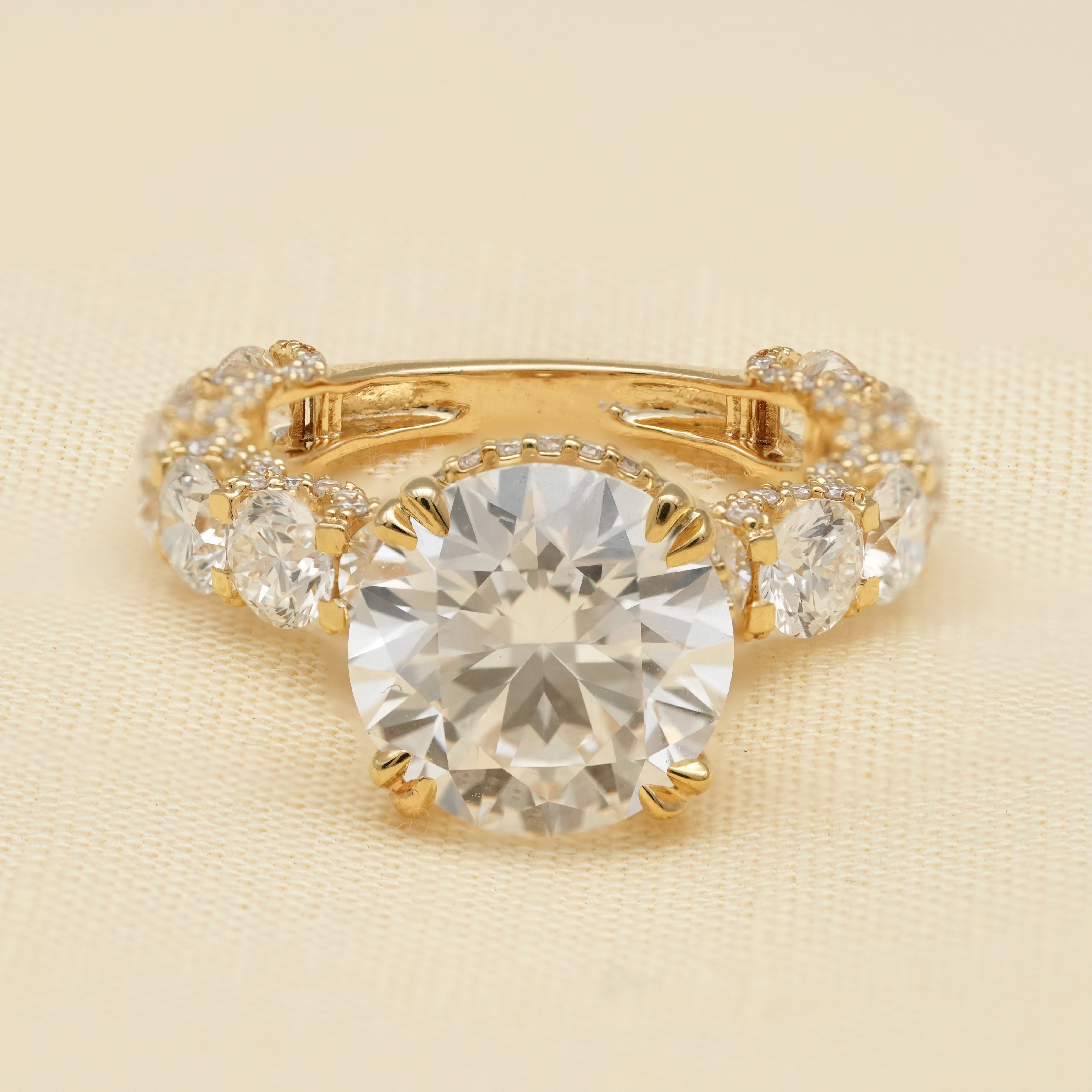 Round Cut Lab Diamond Ring with Hidden Halo Diamond Band