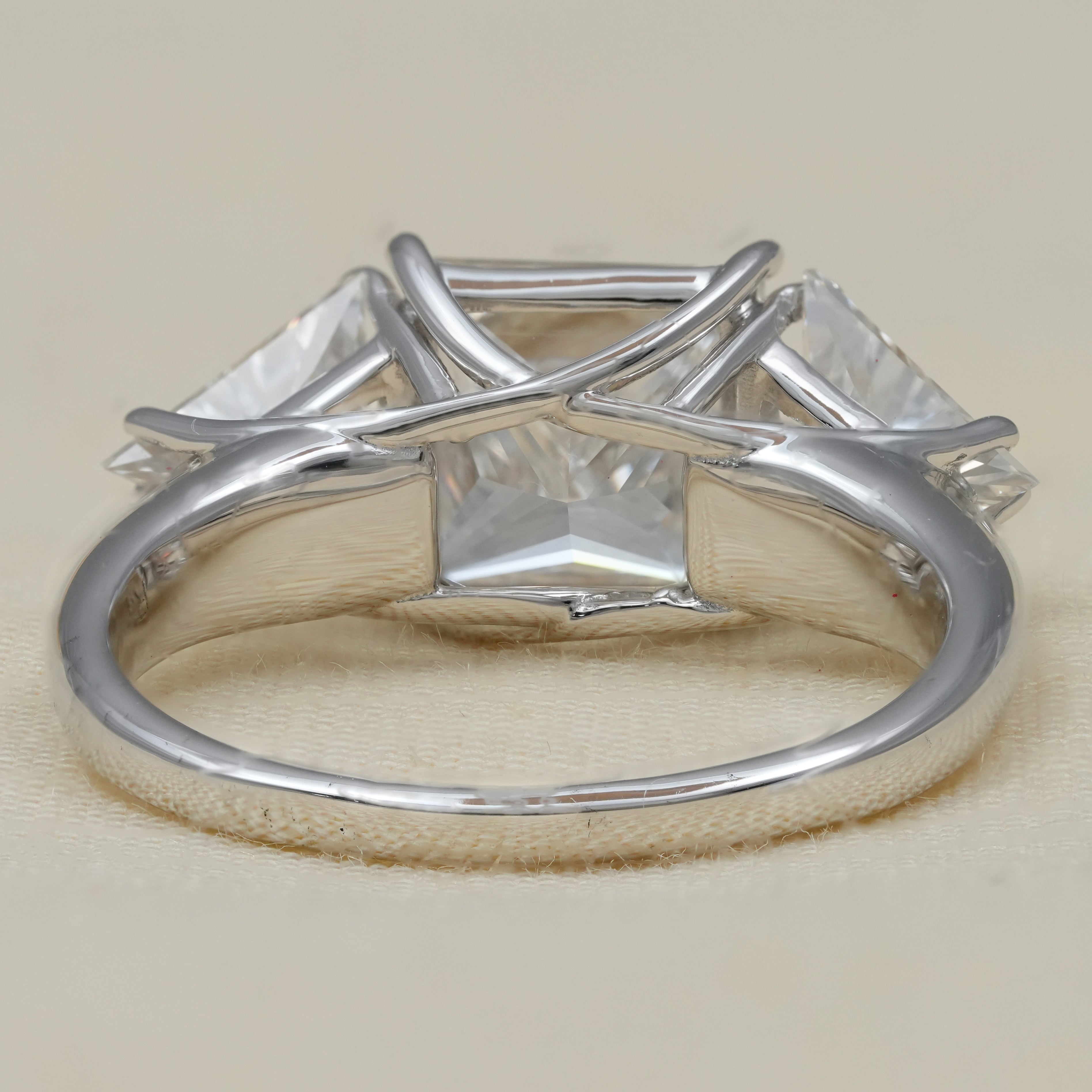 Lab grown diamond princess three stone ring classic bridal jewelry