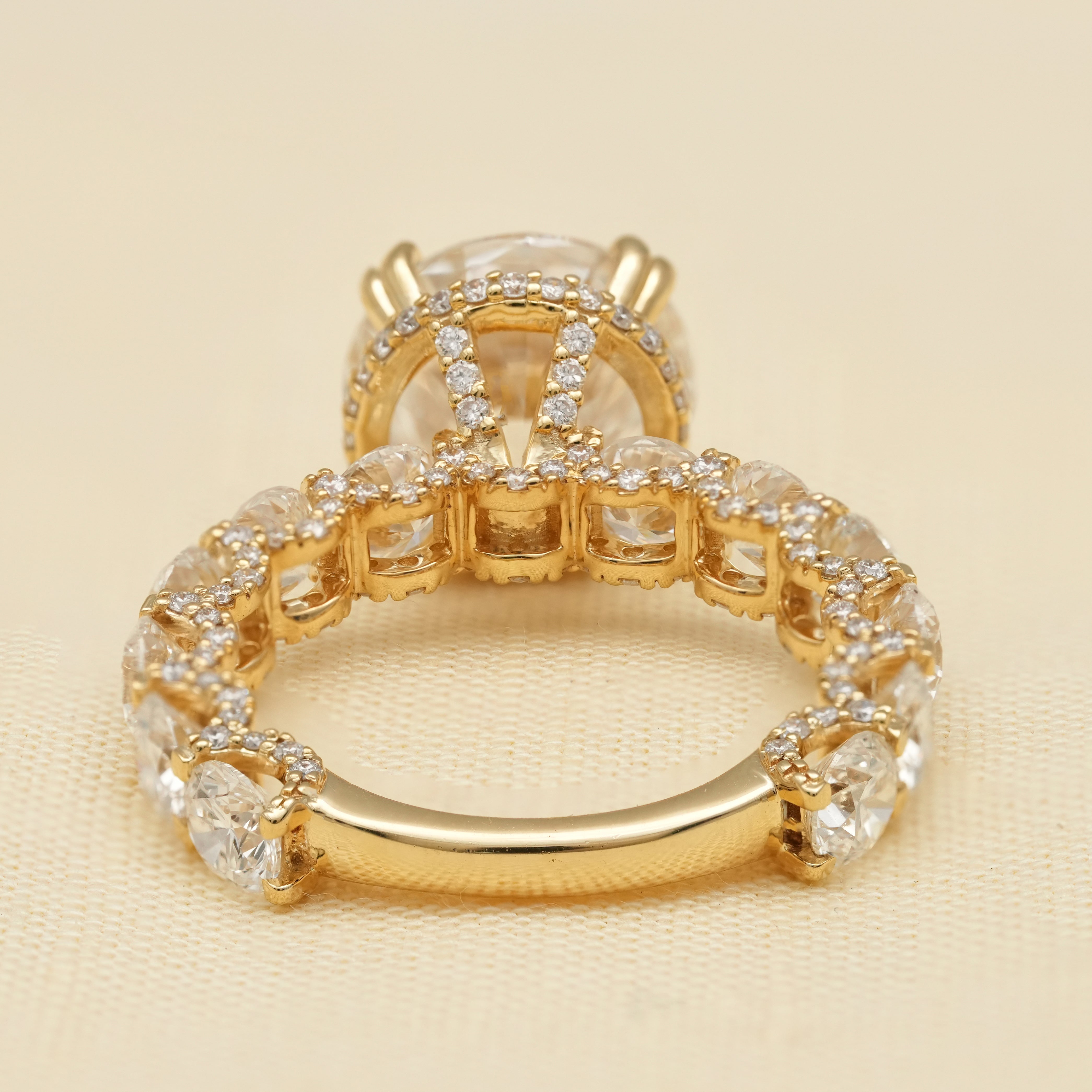 Round Cut Lab Diamond Ring with Hidden Halo Diamond Band