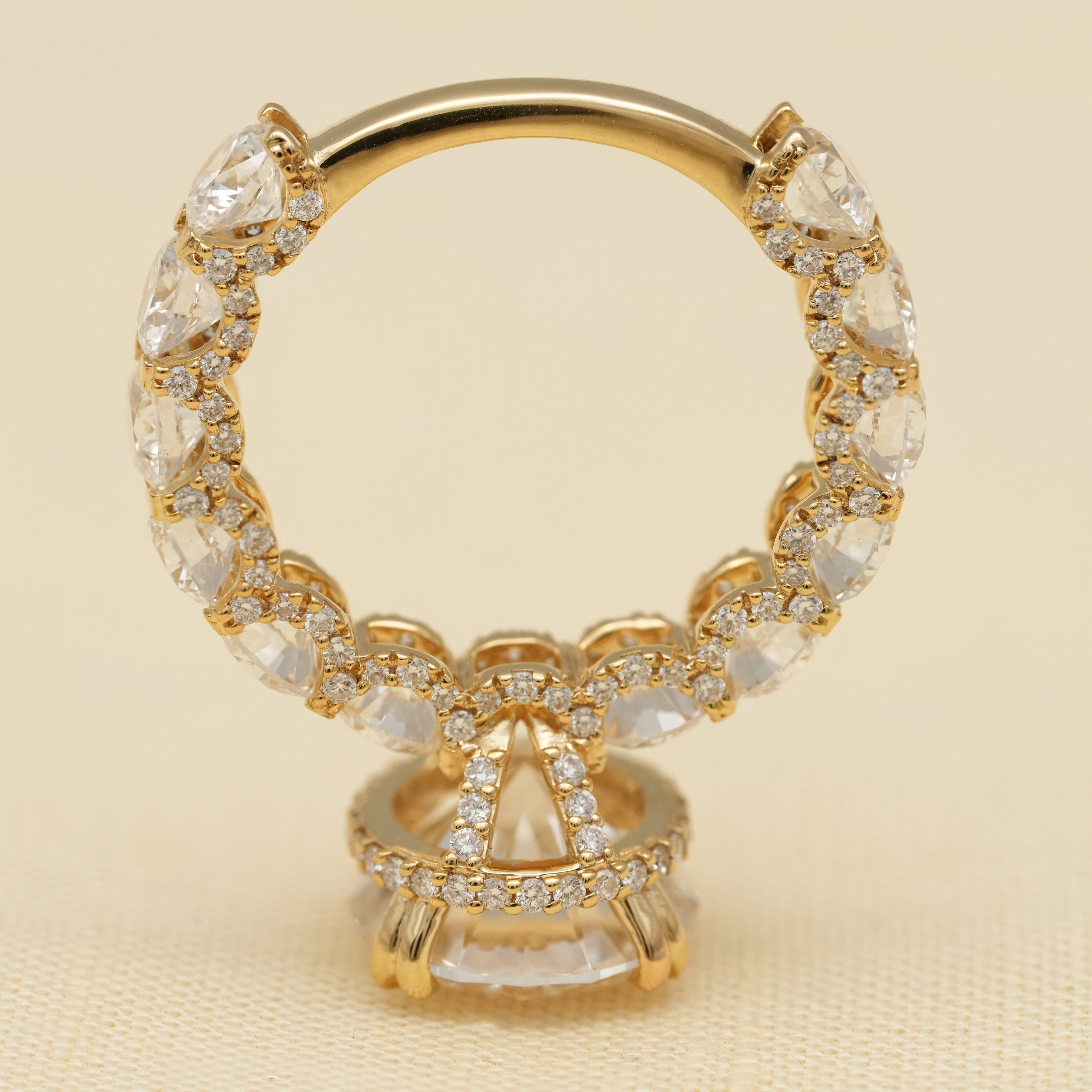 Round Cut Lab Diamond Ring with Hidden Halo Diamond Band