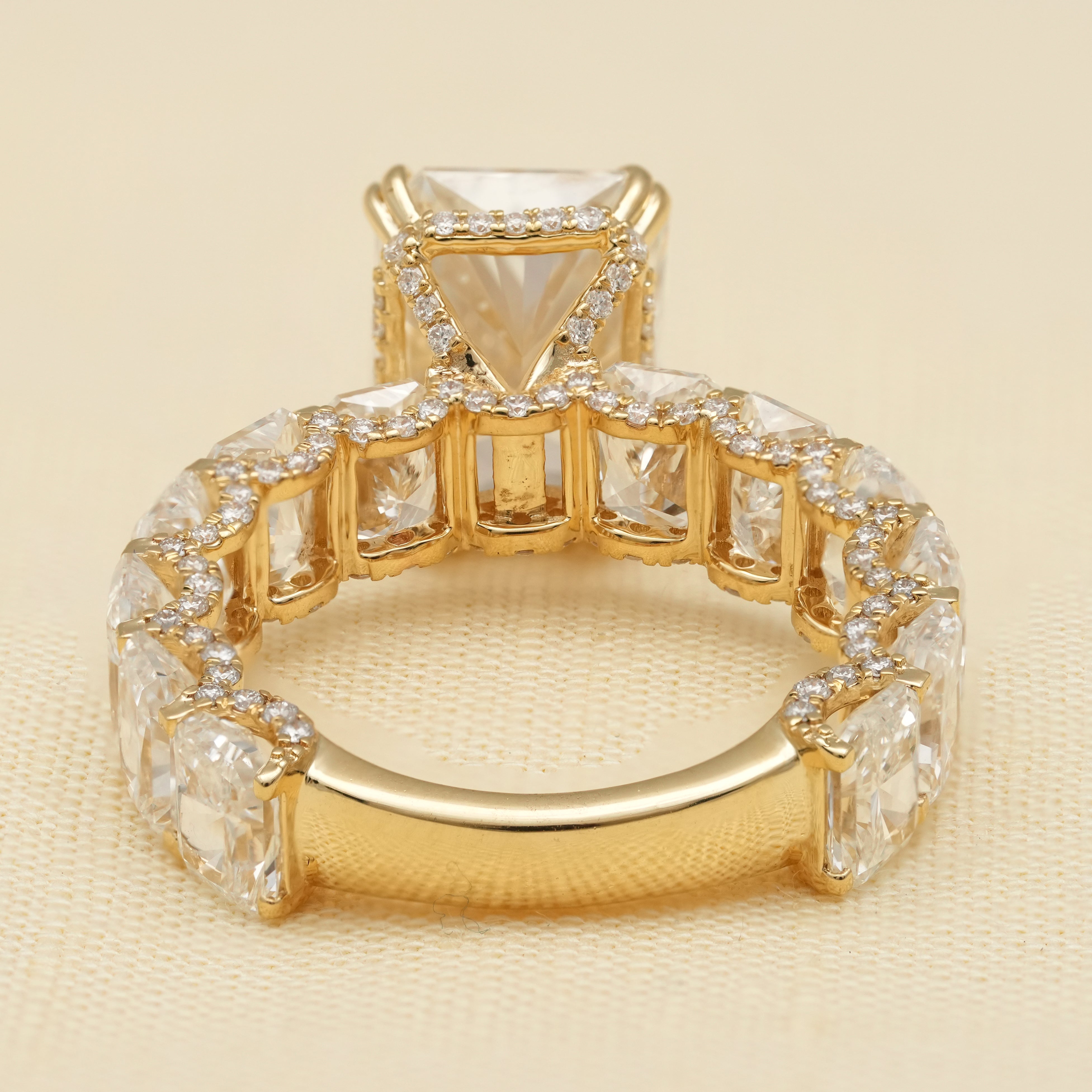 Radiant Cut Lab Diamond Ring with Hidden Halo Diamond Band