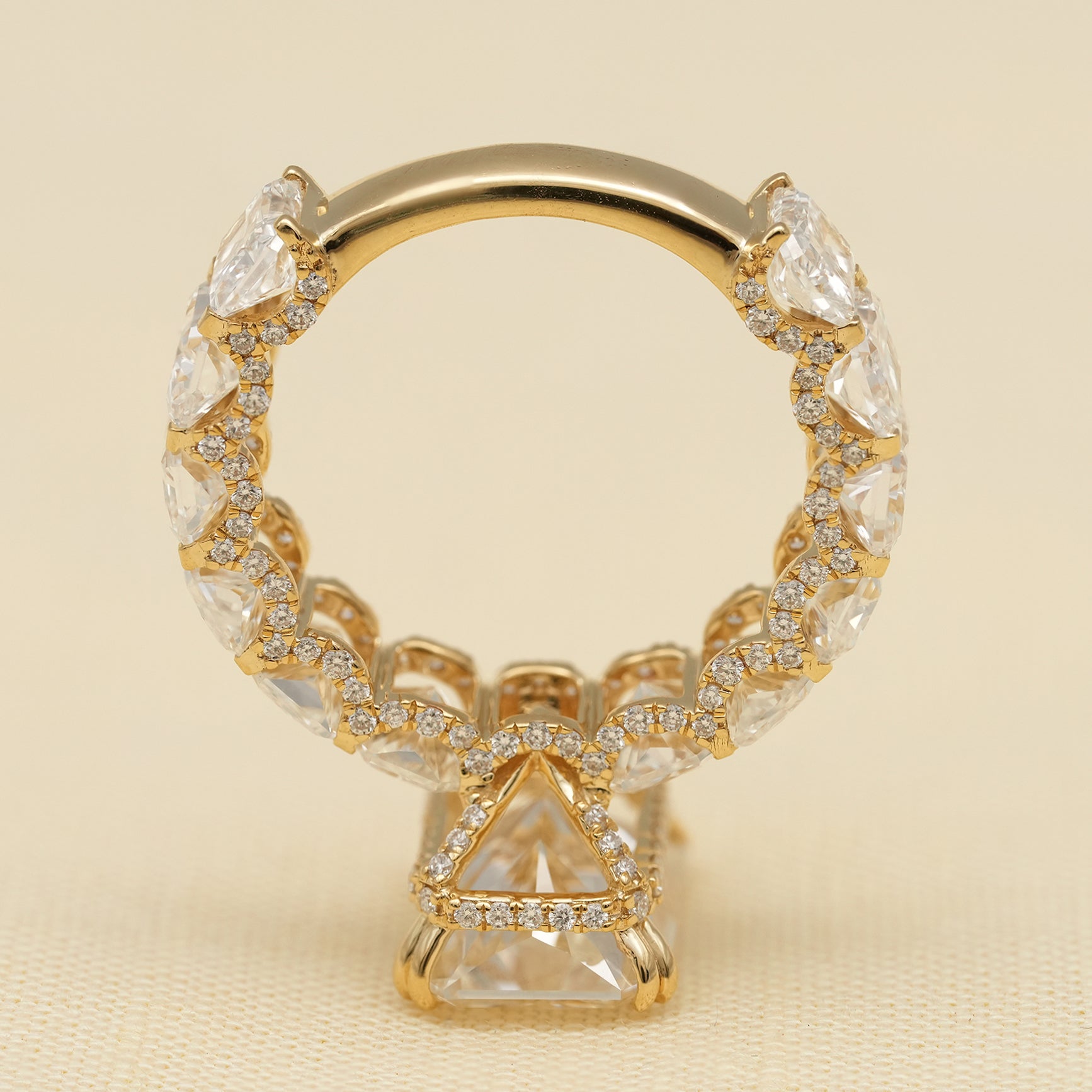 Radiant Cut Lab Diamond Ring with Hidden Halo Diamond Band