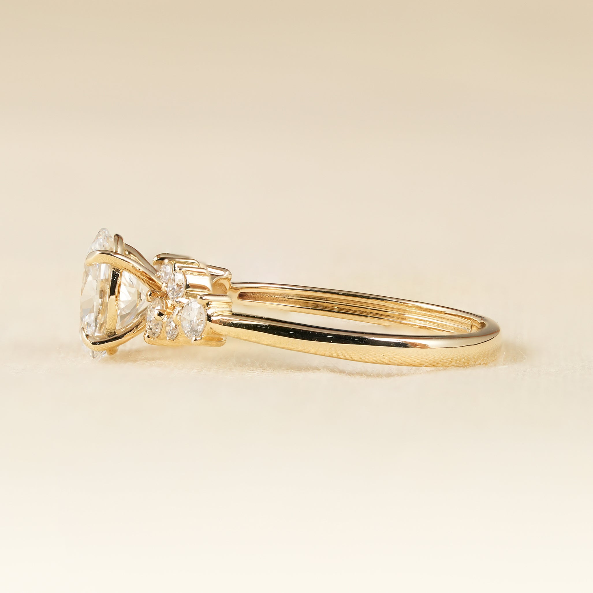Elegant Oval Lab Grown Diamond Ring with Floral Diamond Details