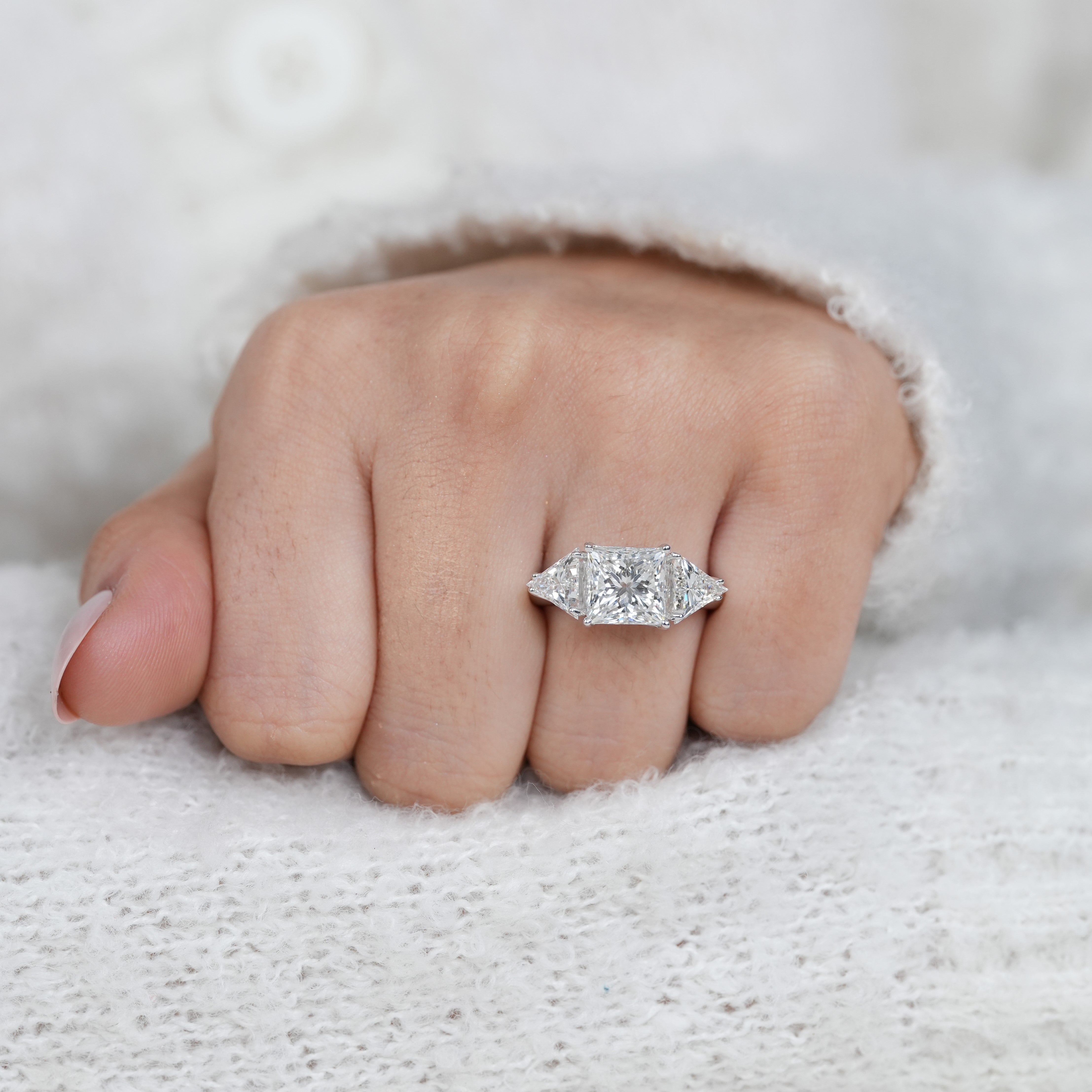Princess cut lab grown diamond ring elegant wedding celebration jewelry