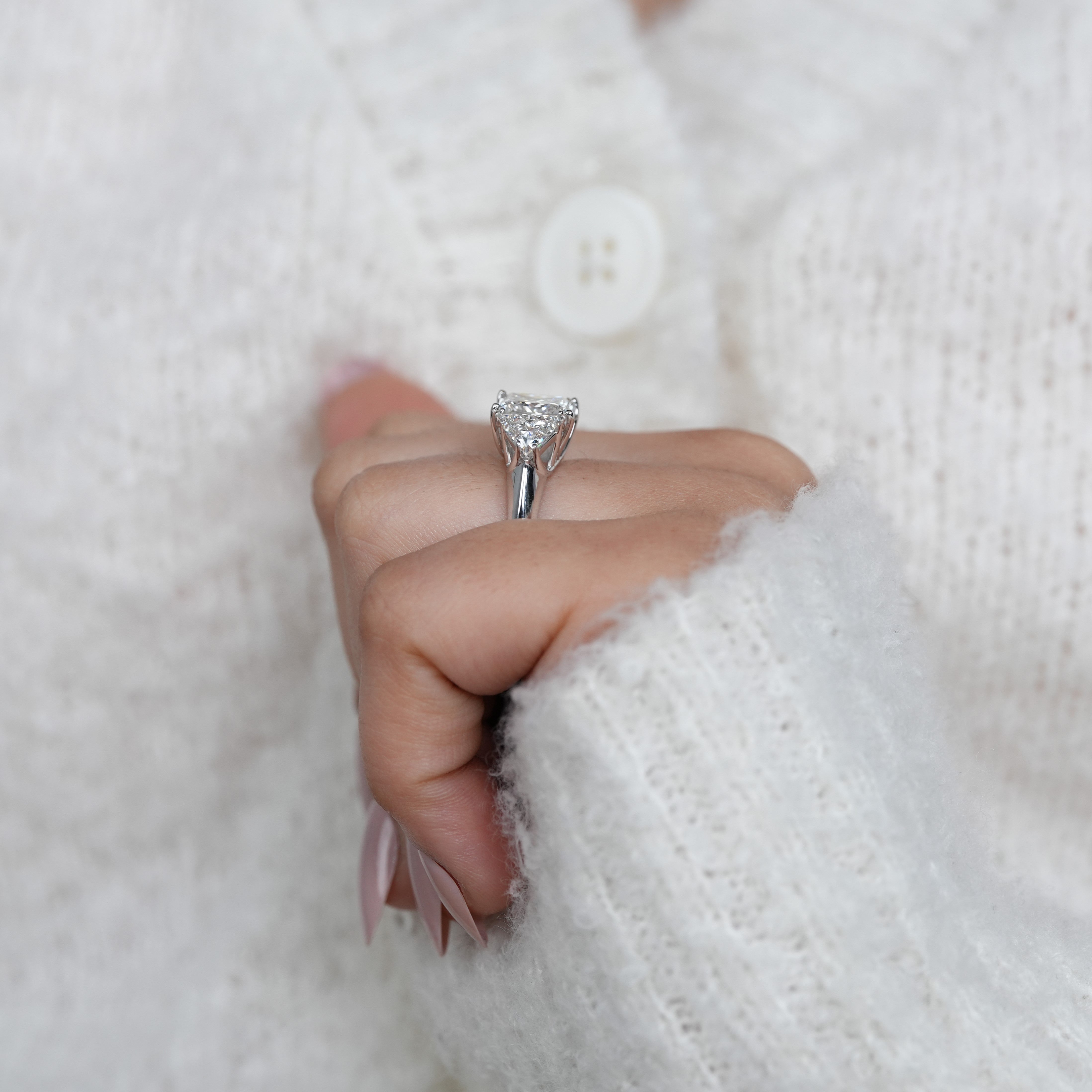 Lab grown diamond princess three stone ring timeless engagement style