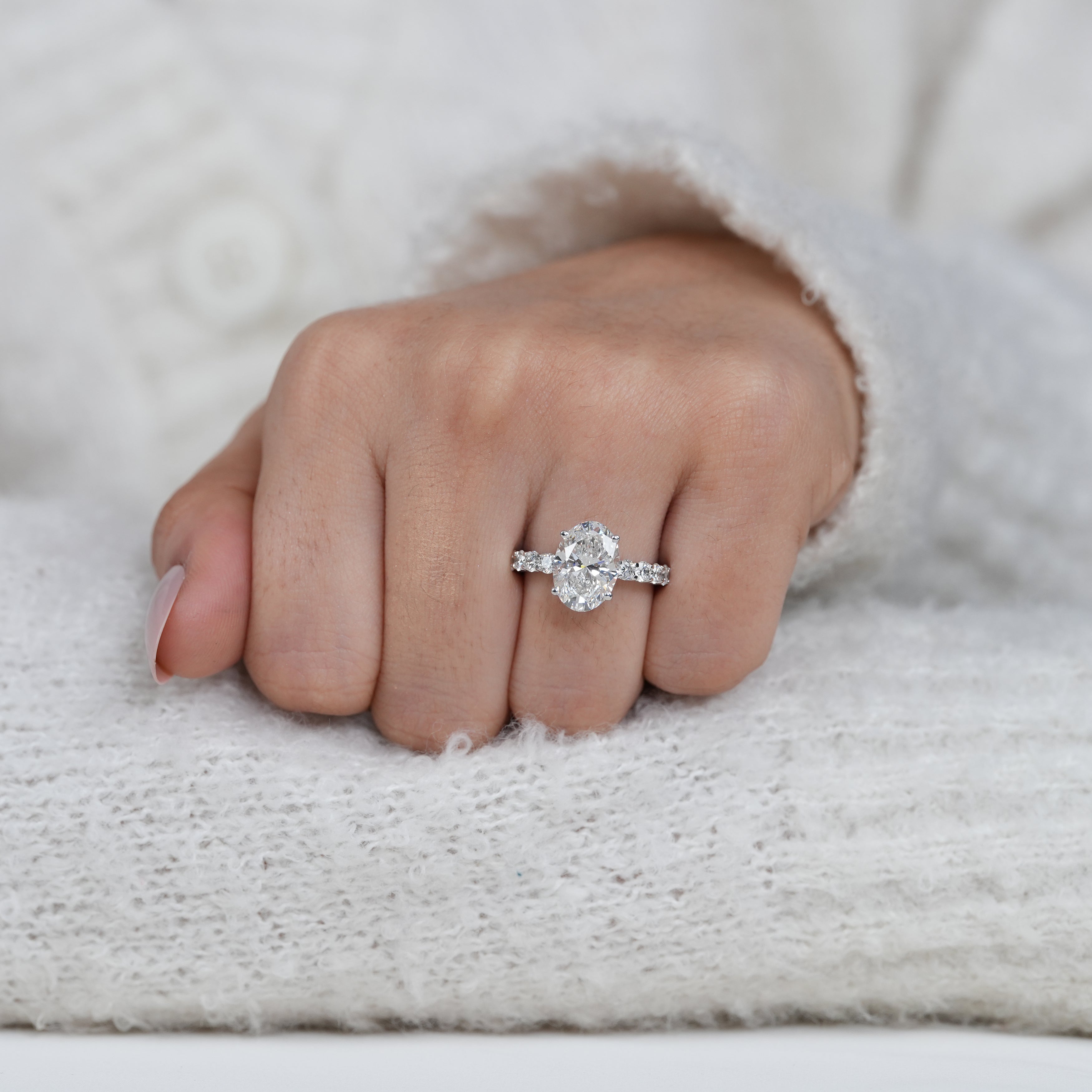 Oval lab grown diamond engagement ring refined everyday fine jewelry