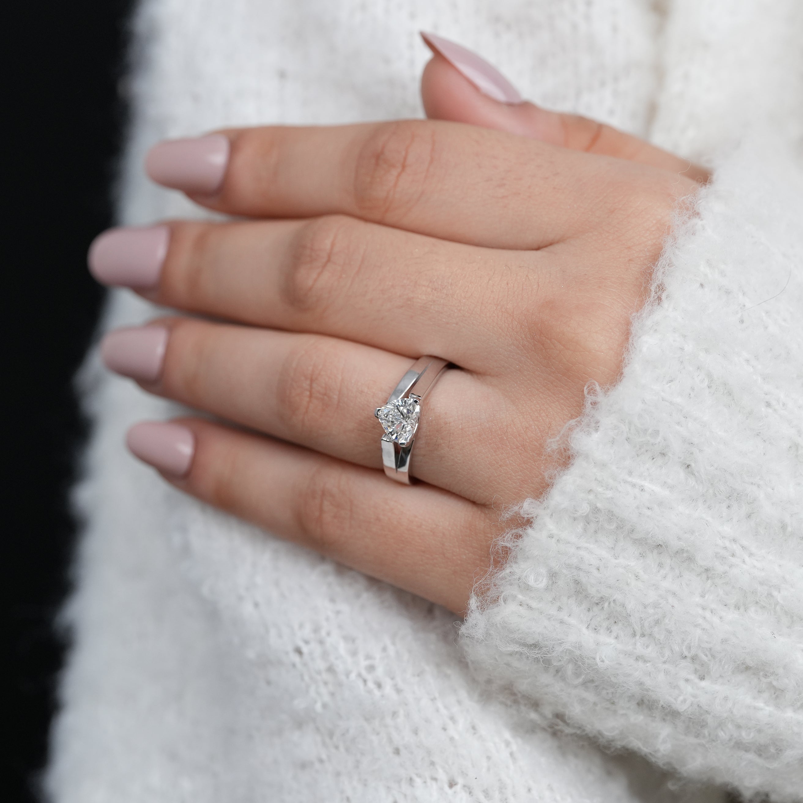 Timeless heart diamond solitaire with lab grown diamond, love celebration