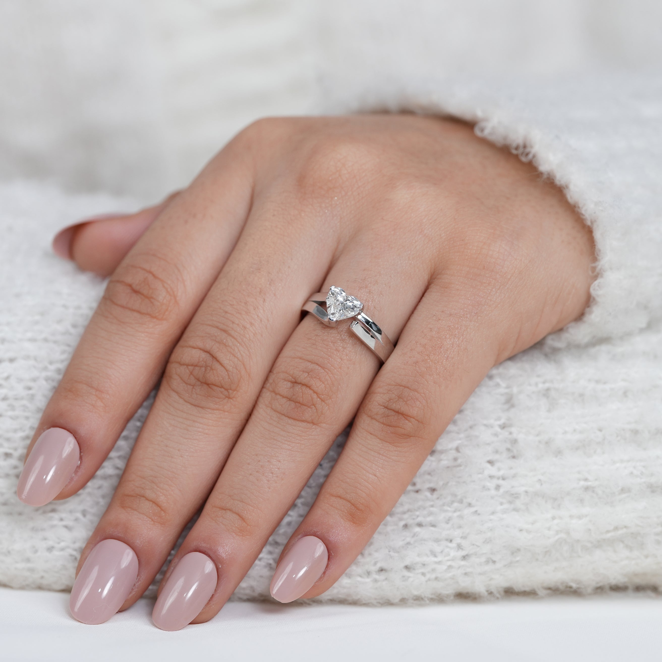 Delicate heart cut ring with lab grown diamond, ideal proposal jewelry