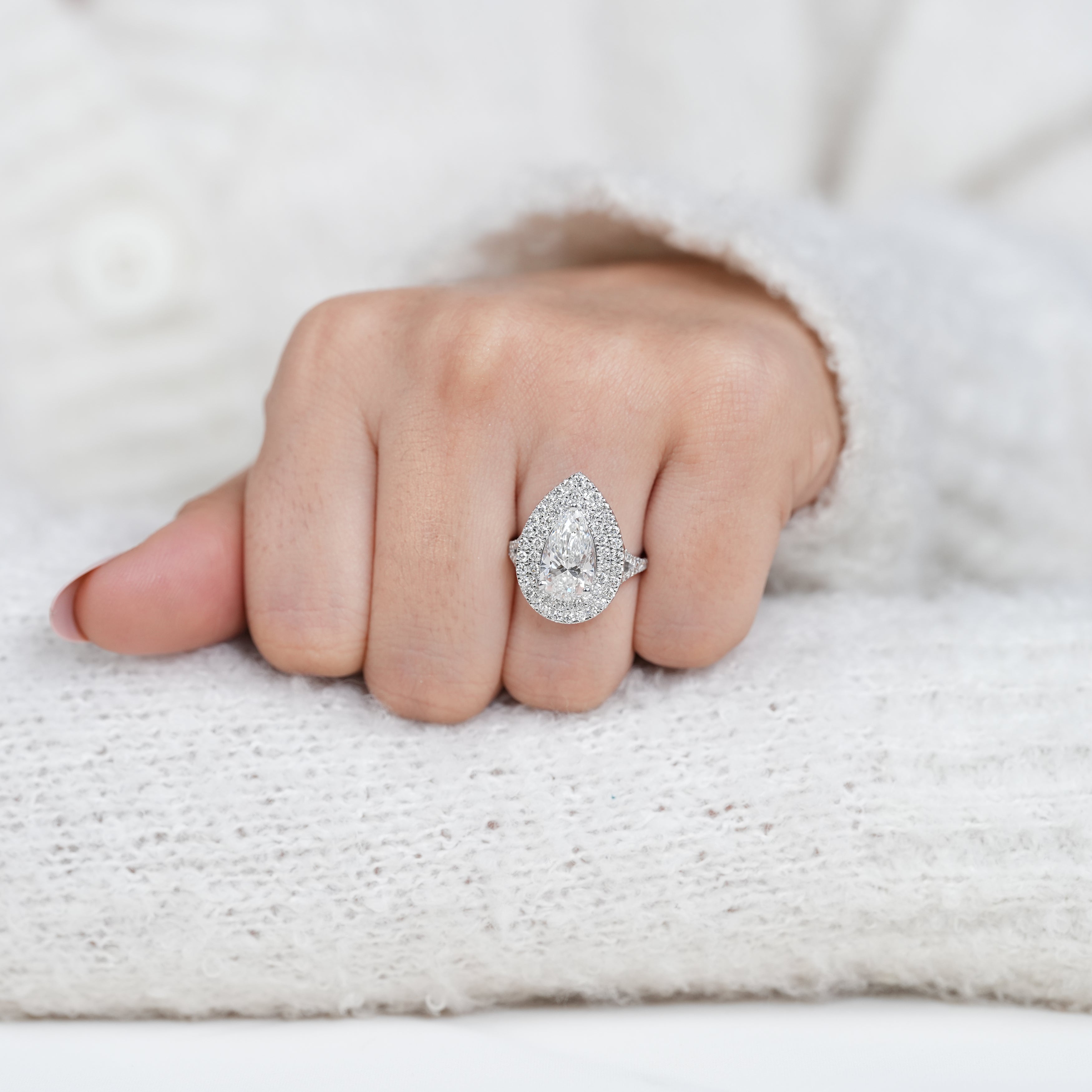 Pear cut lab grown diamond ring meaningful gift for mom
