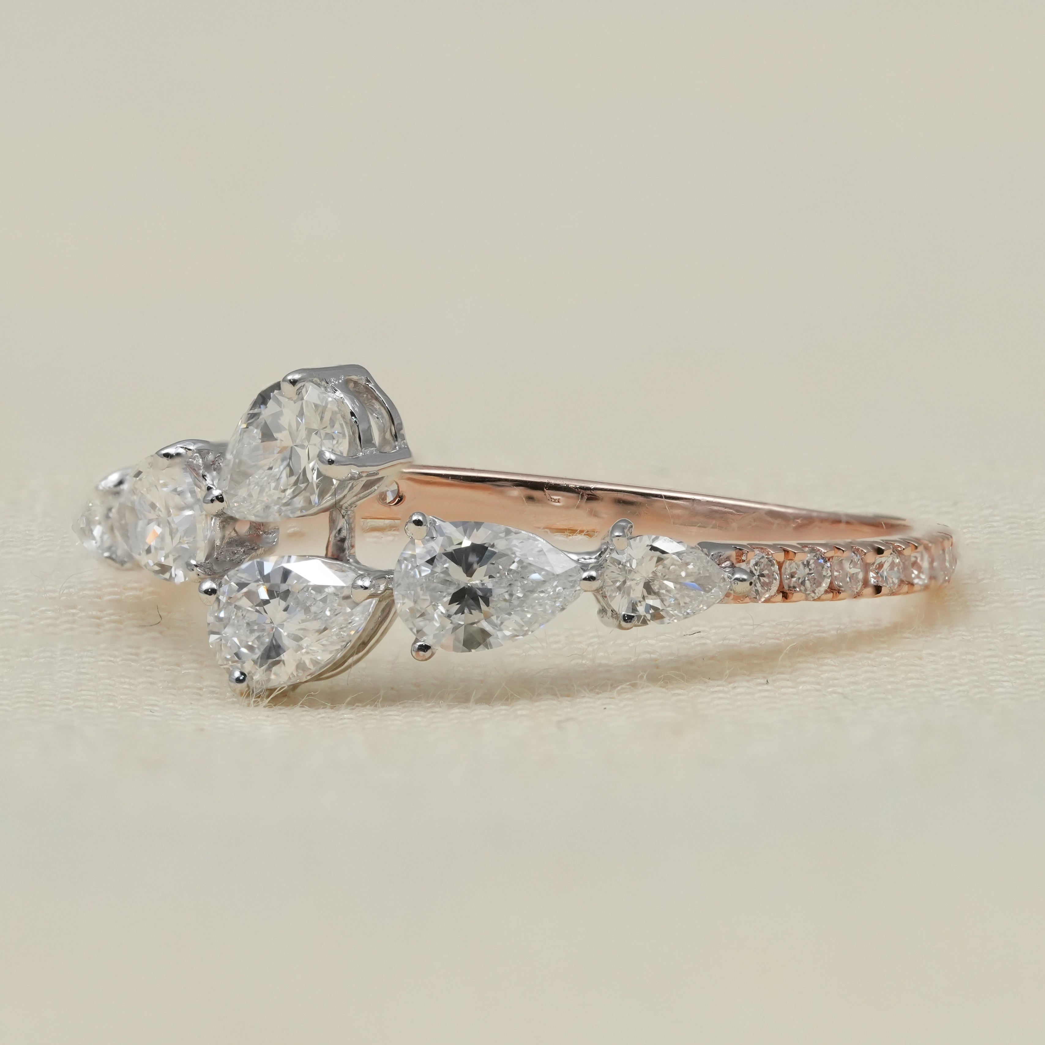 Stylish pear cluster band ring crafted with lab grown diamonds