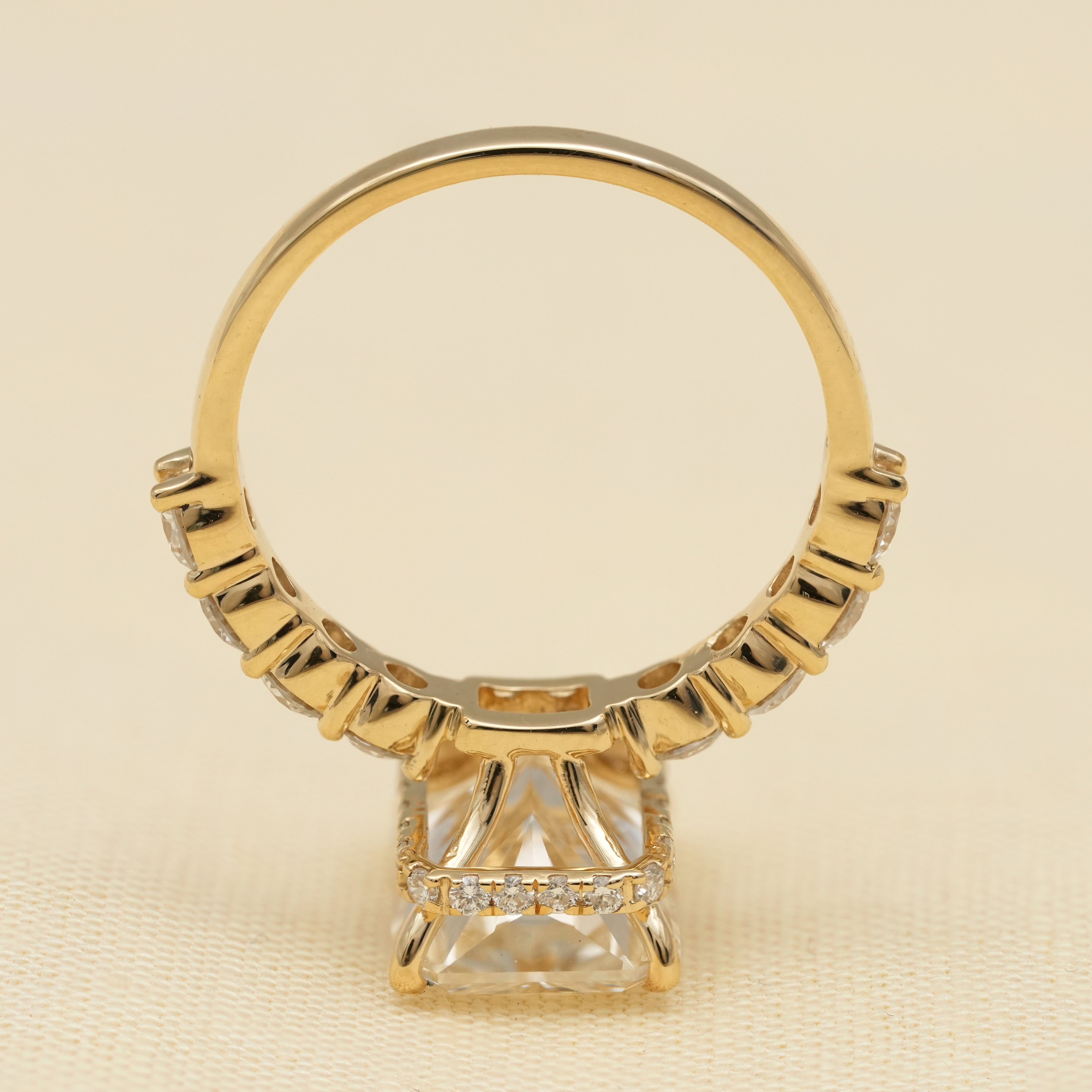 Radiant Cut Lab Diamond Wedding Ring Set with Matching Diamond Band
