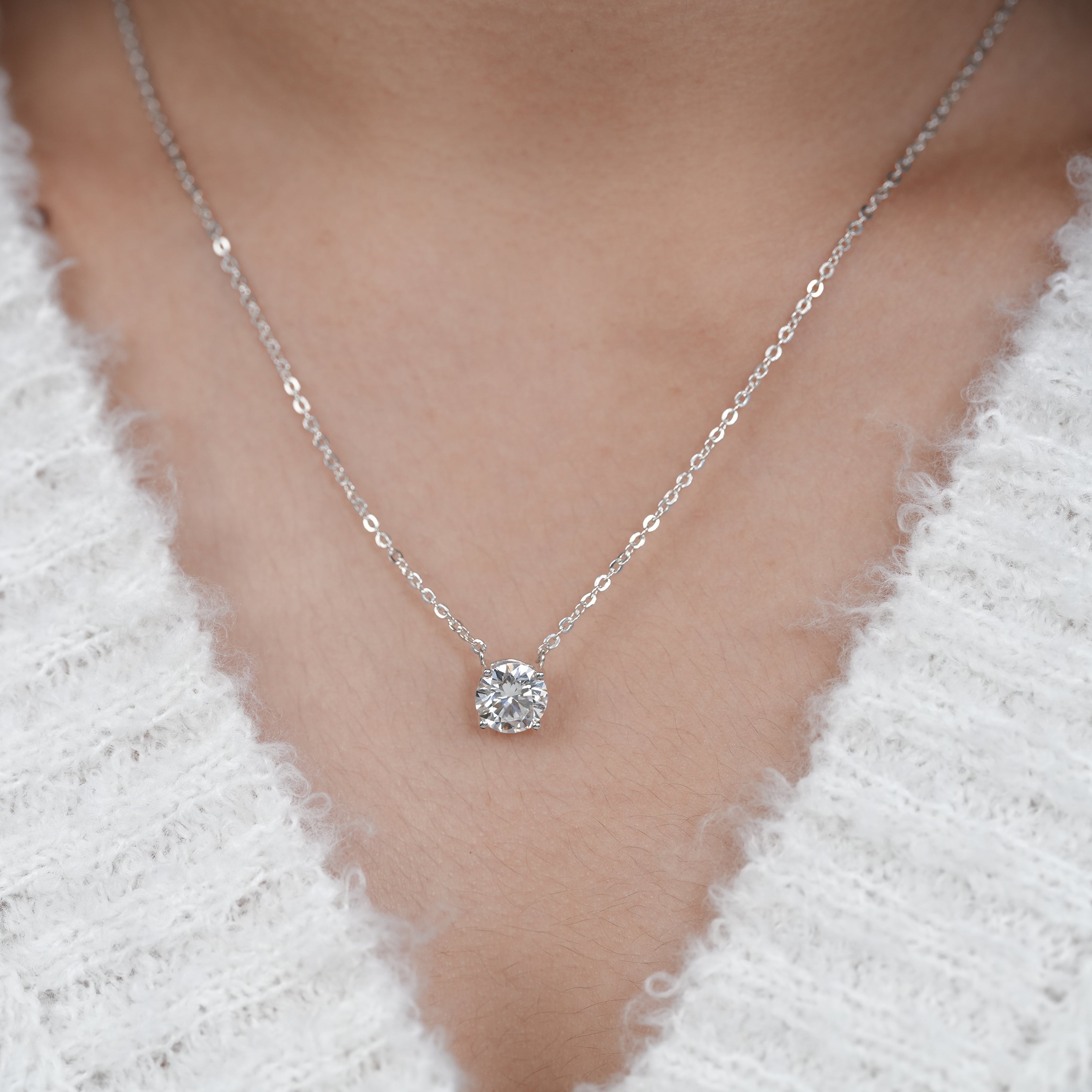 Elegant solitaire necklace with lab grown diamond, ideal for wife