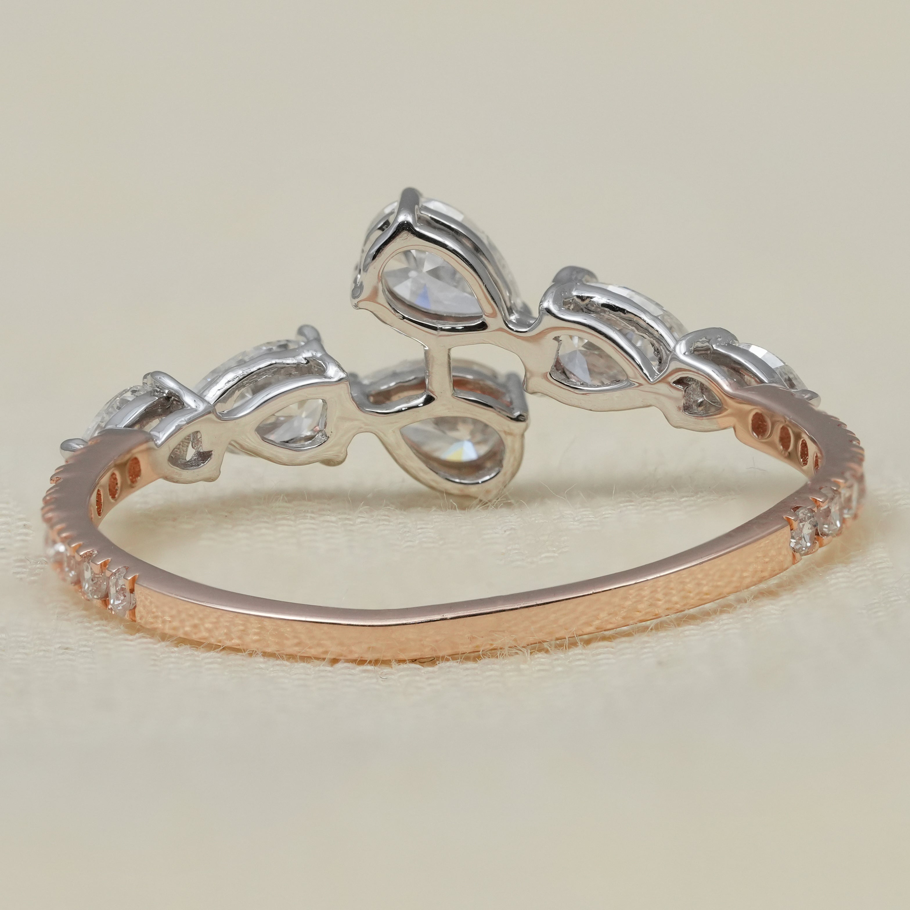 Pear shaped diamond cluster ring designed with lab grown diamonds