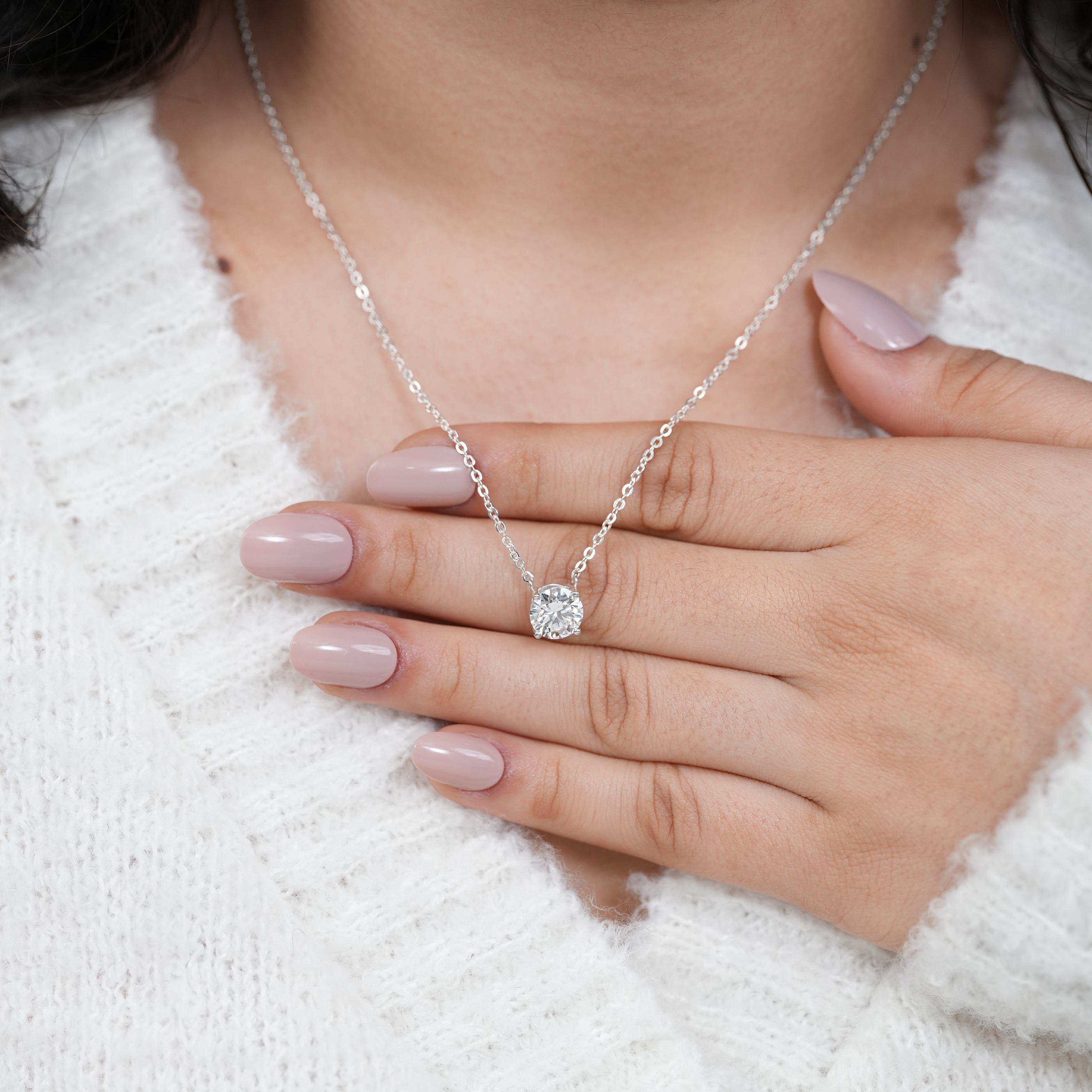 Timeless round diamond necklace featuring lab grown diamond brilliance