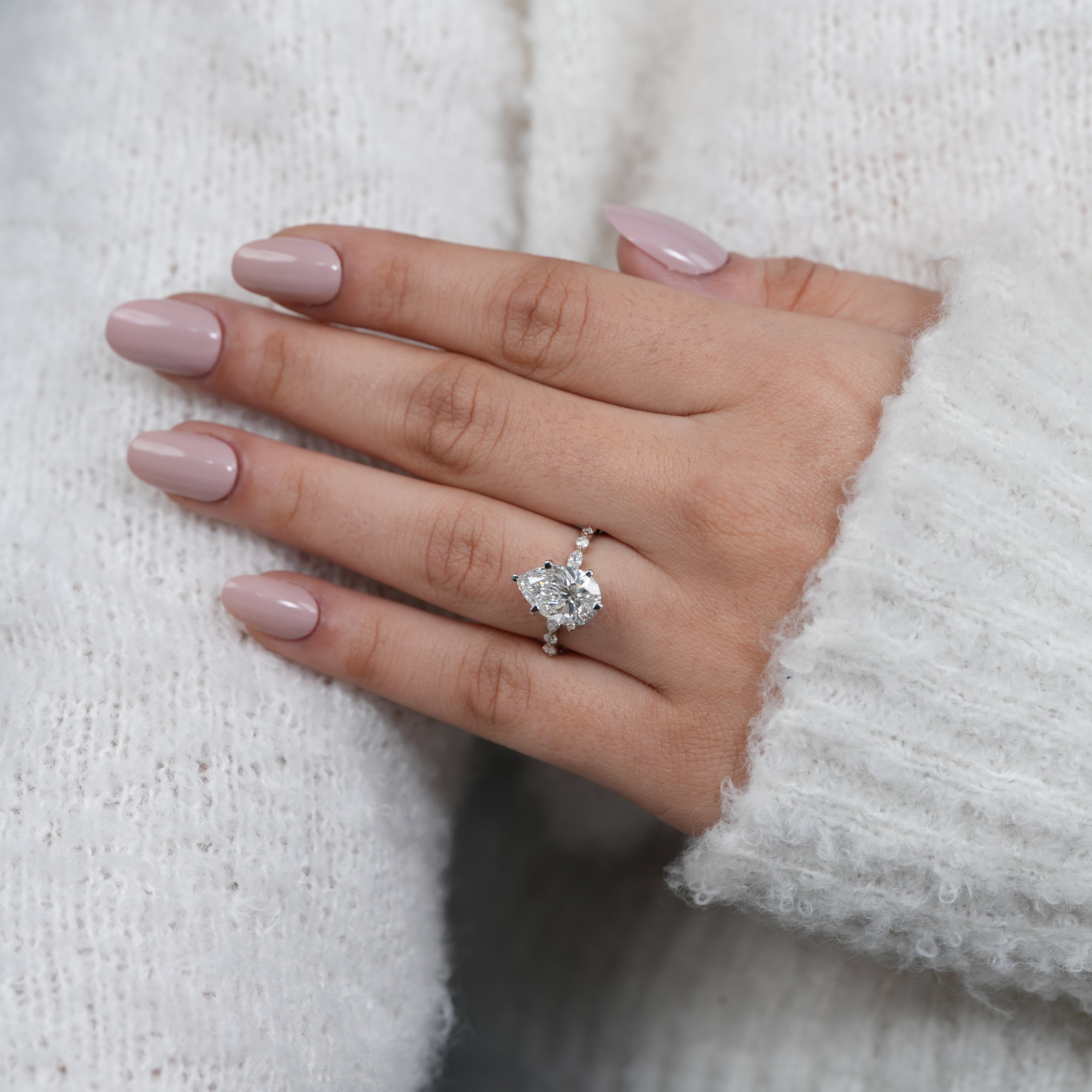 Lab grown diamond pear solitaire ring perfect festival gift for loved one