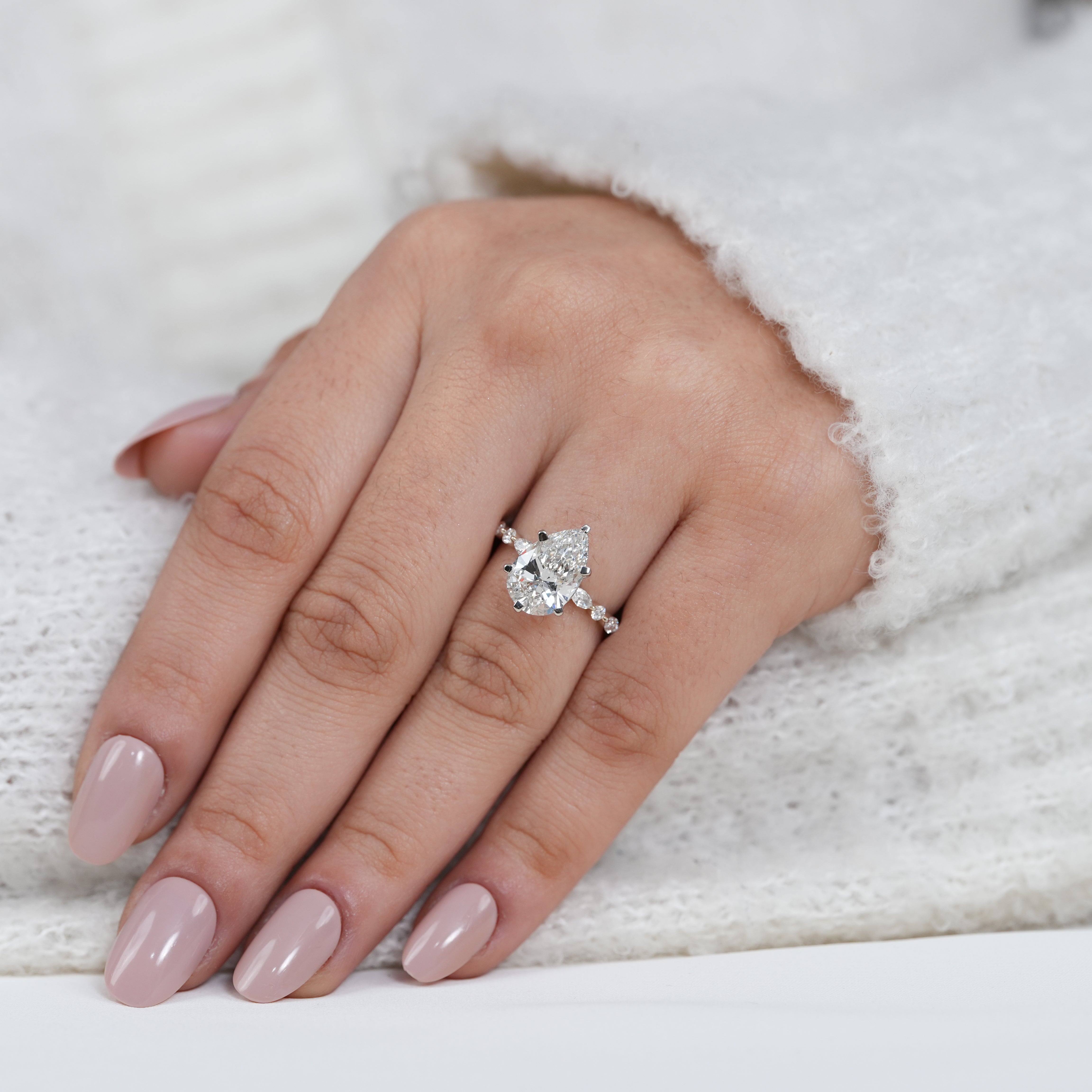 Pear lab grown diamond engagement ring refined everyday fine jewelry